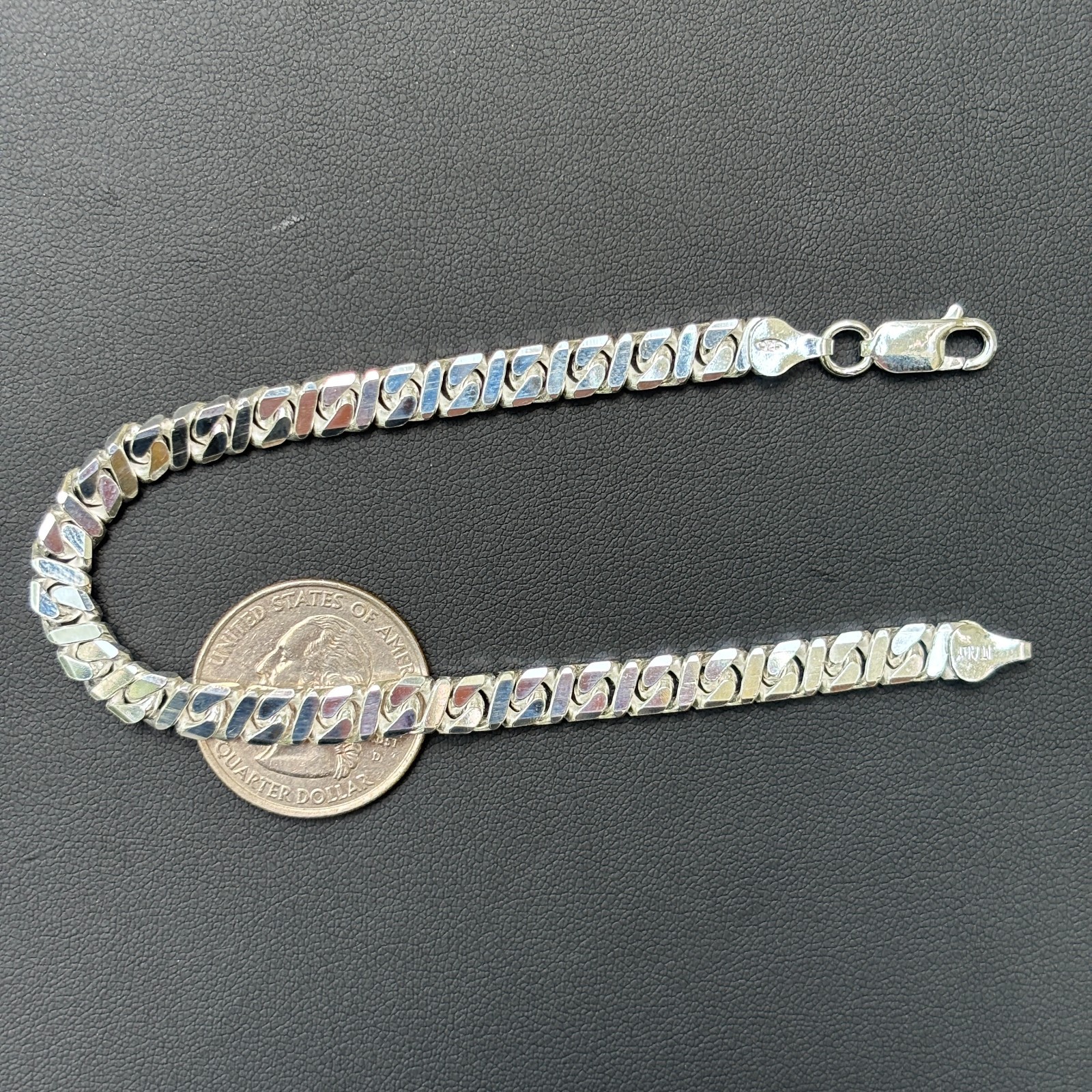 6mm Dollar Link Bracelet – Real Solid 925 Sterling Silver MADE IN ITALY