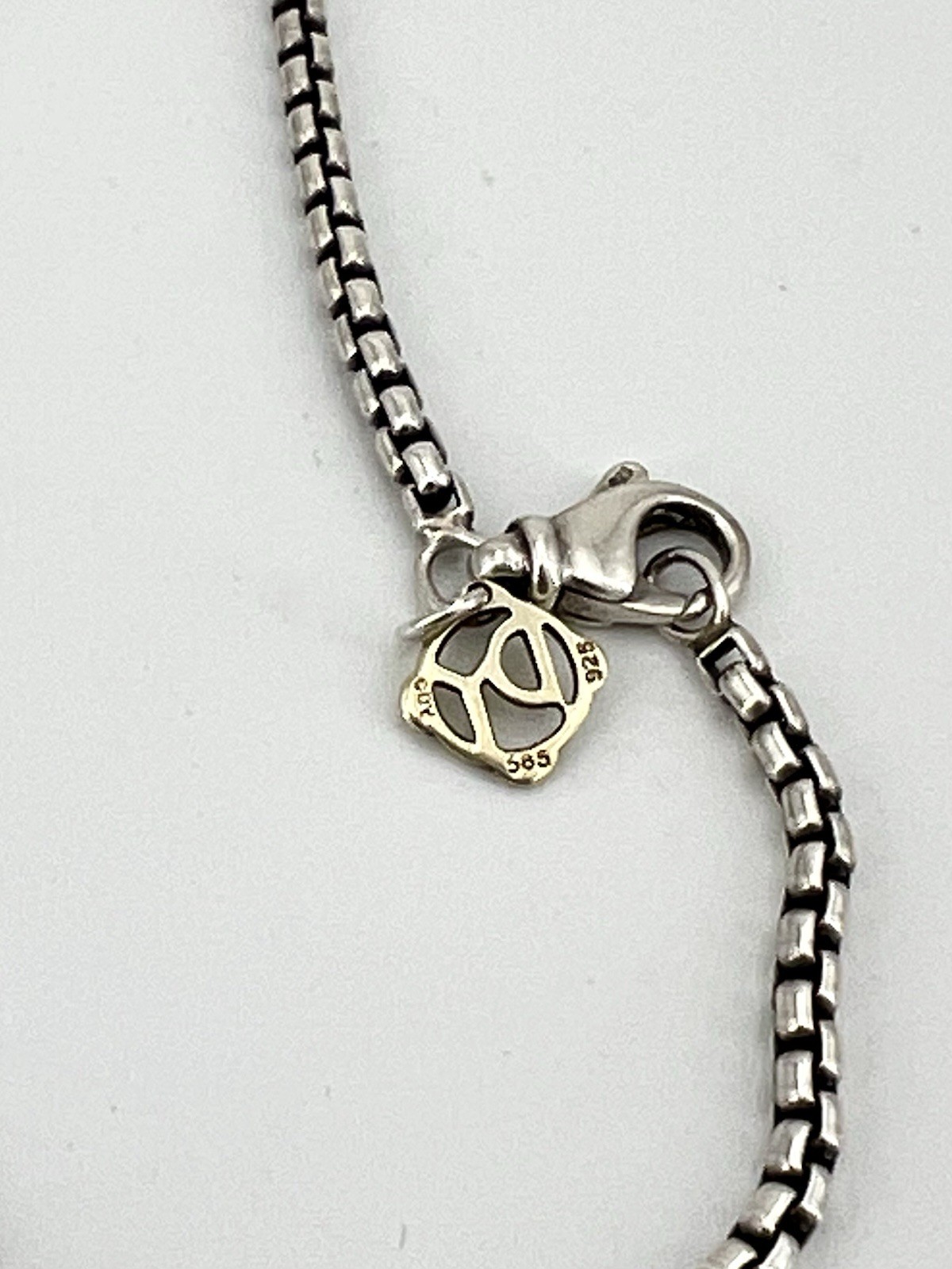 Authentic estate David Yurman 14K & sterling 2.6 mm box necklace, 72″ long chain