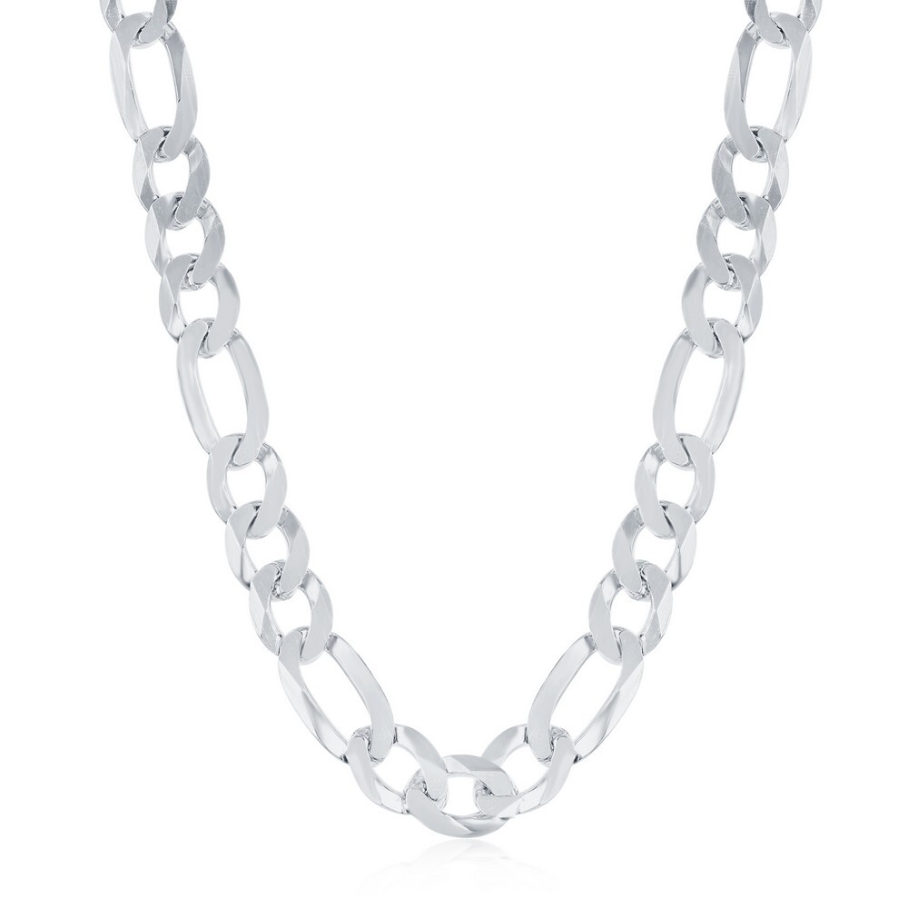 Sterling Silver 7.5mm Figaro Chain – Rhodium Plated