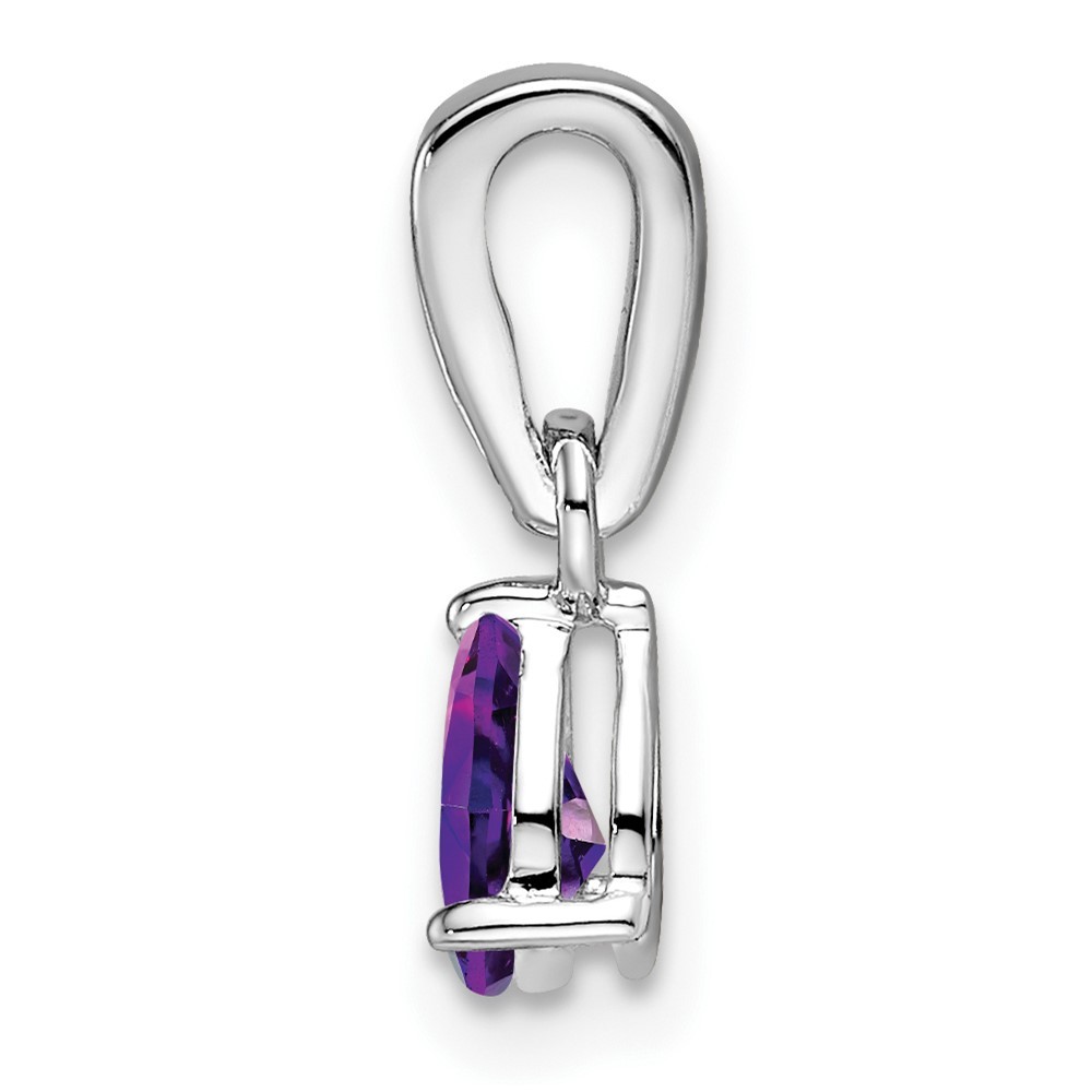 10k White Gold Pear Amethyst and Diamond Fancy Charm Pendant L 16.3mm, W 4.5mm