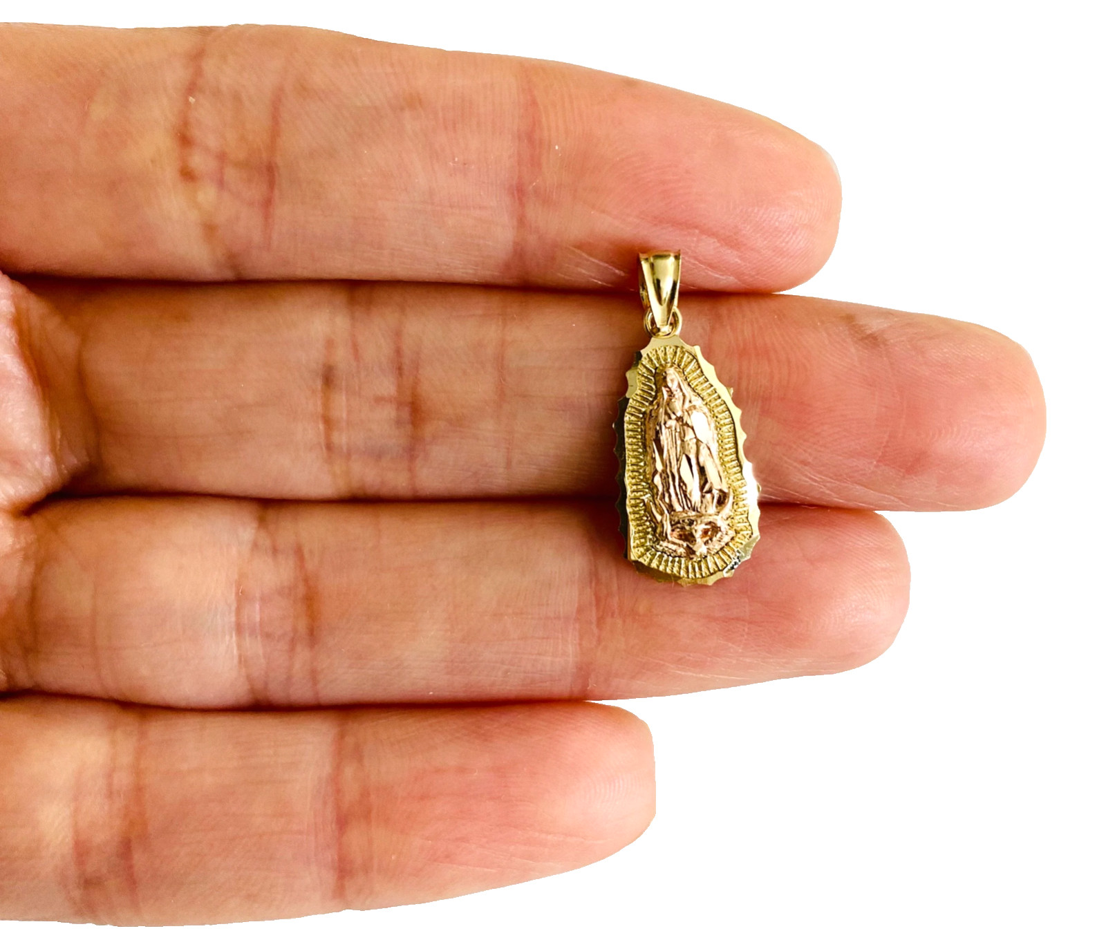 14K Solid Gold Virgin Guadalupe 22mm/0.8″ Pendant, 14k Gold Virgin Mary- PT1084