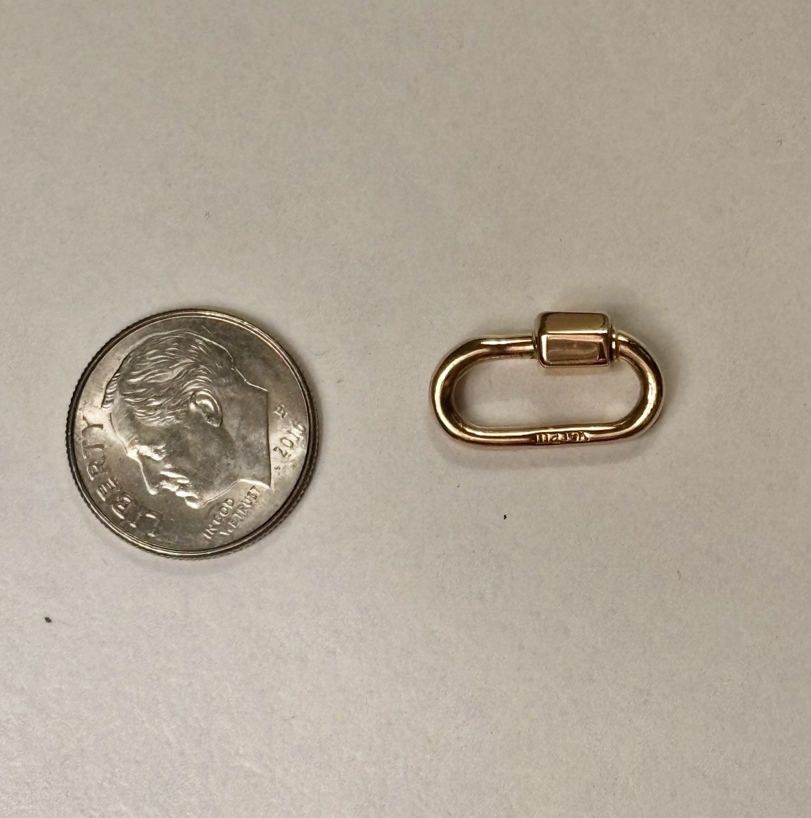 Authentic Marla Aaron 14k Yellow Gold Babylock Charm Holder Connector Carabiner