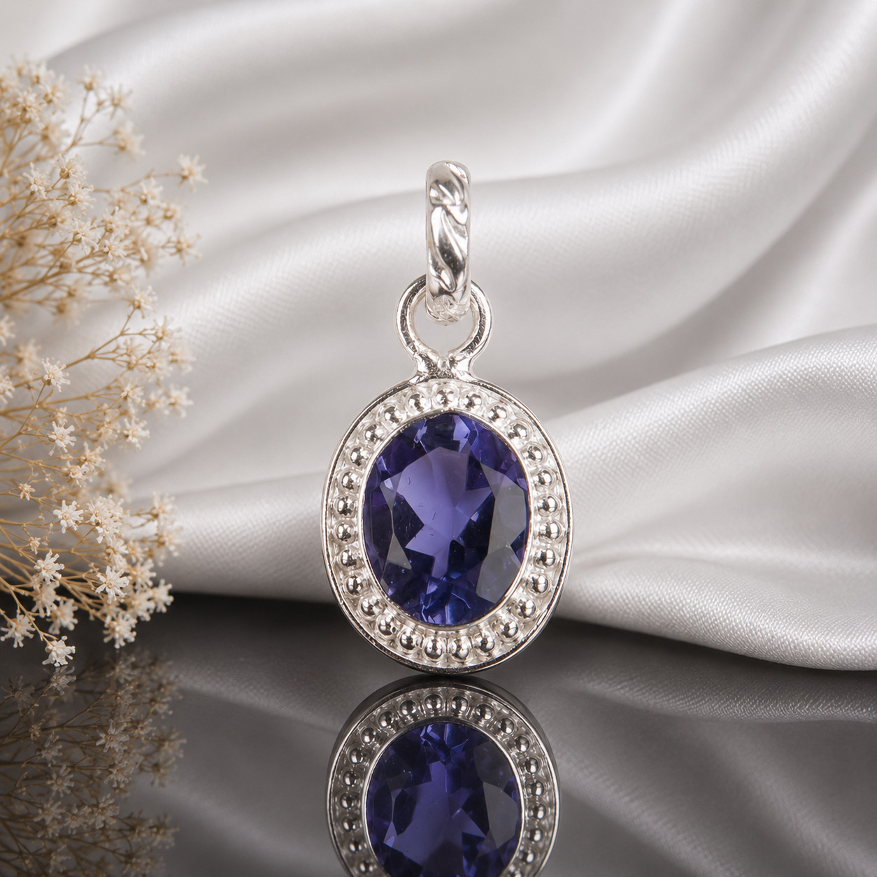 Iolite Gemstone 925 Sterling Silver Pretty Pendent 1.20″ For Anniversary