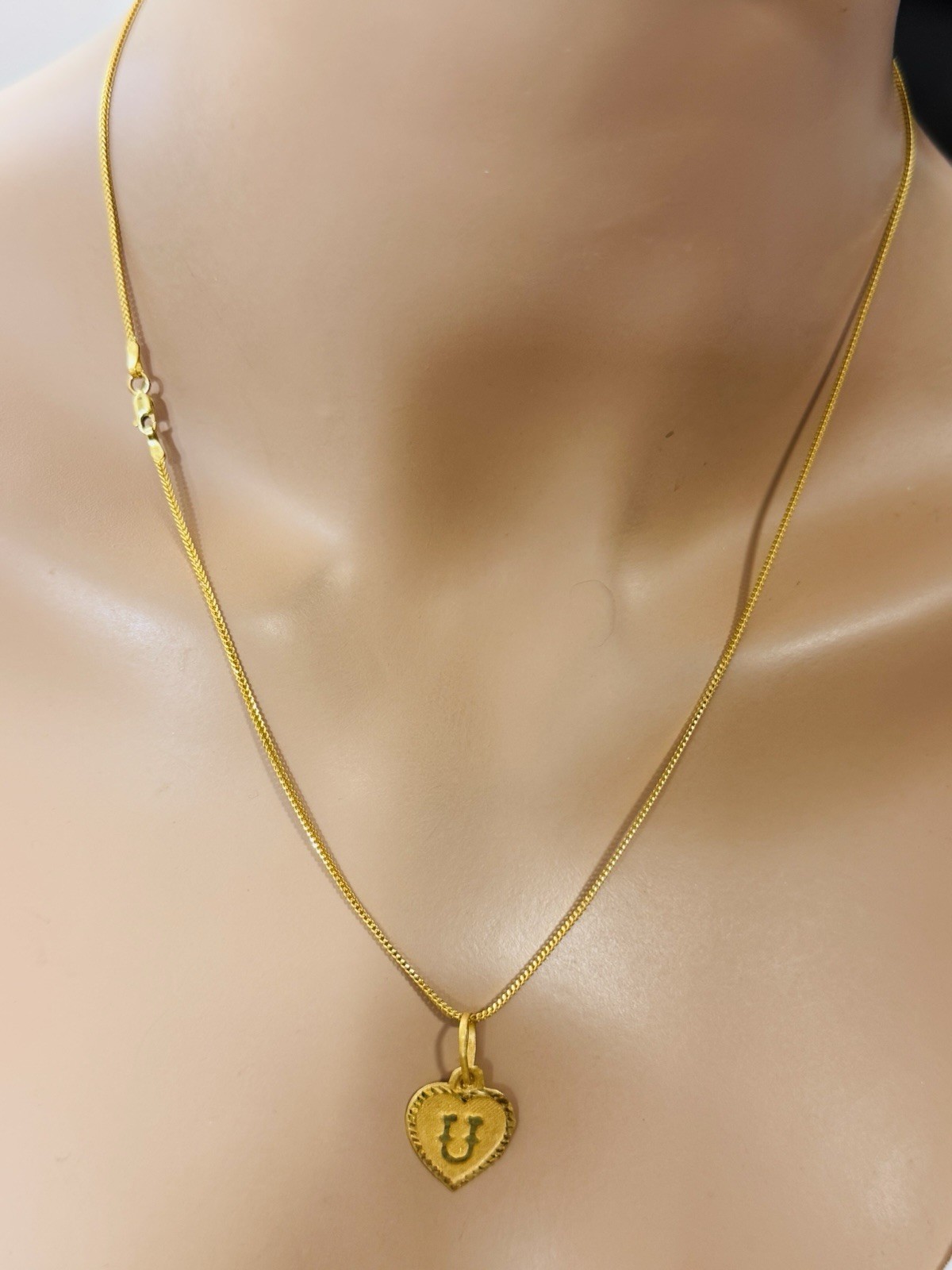 Rare 22K 916 Real Gold Two Set of Pendant U Heart & Round 5.2g