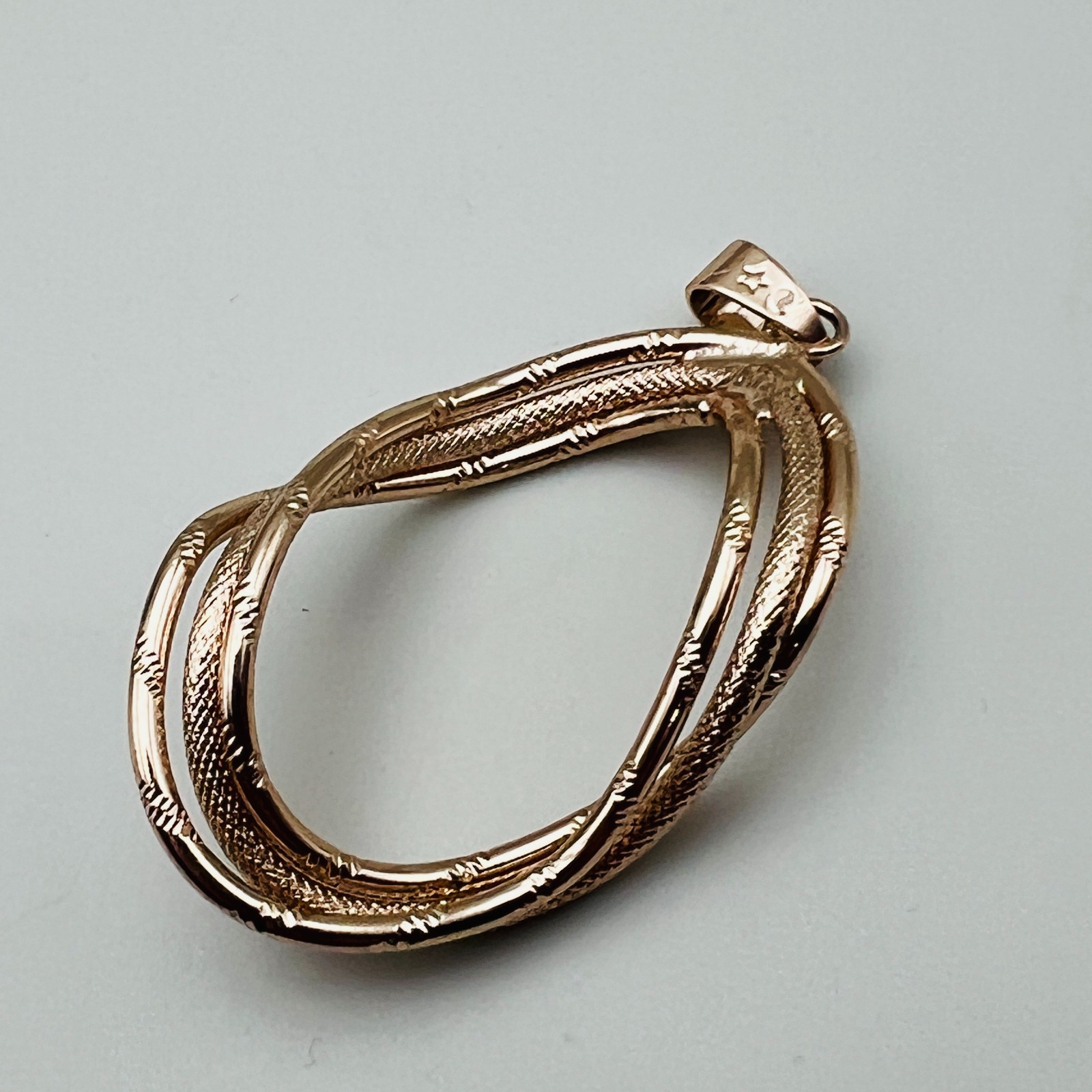 Rose Gold Tone Twisted Oval Pendant Textured Openwork Statement Fashion Jewelry