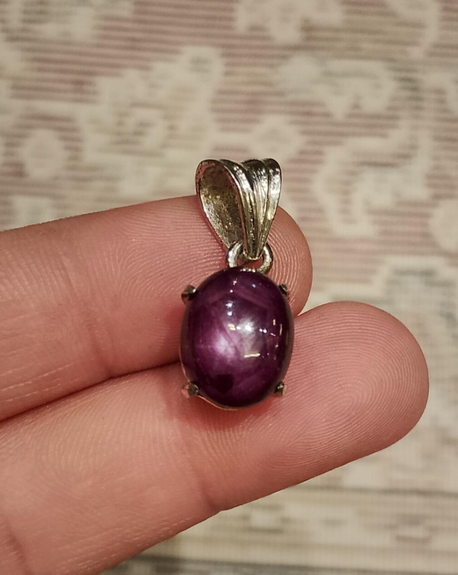 Natural Star Ruby Pendant 925 Sterling Silver Pendant For Unisex Birthday Gift