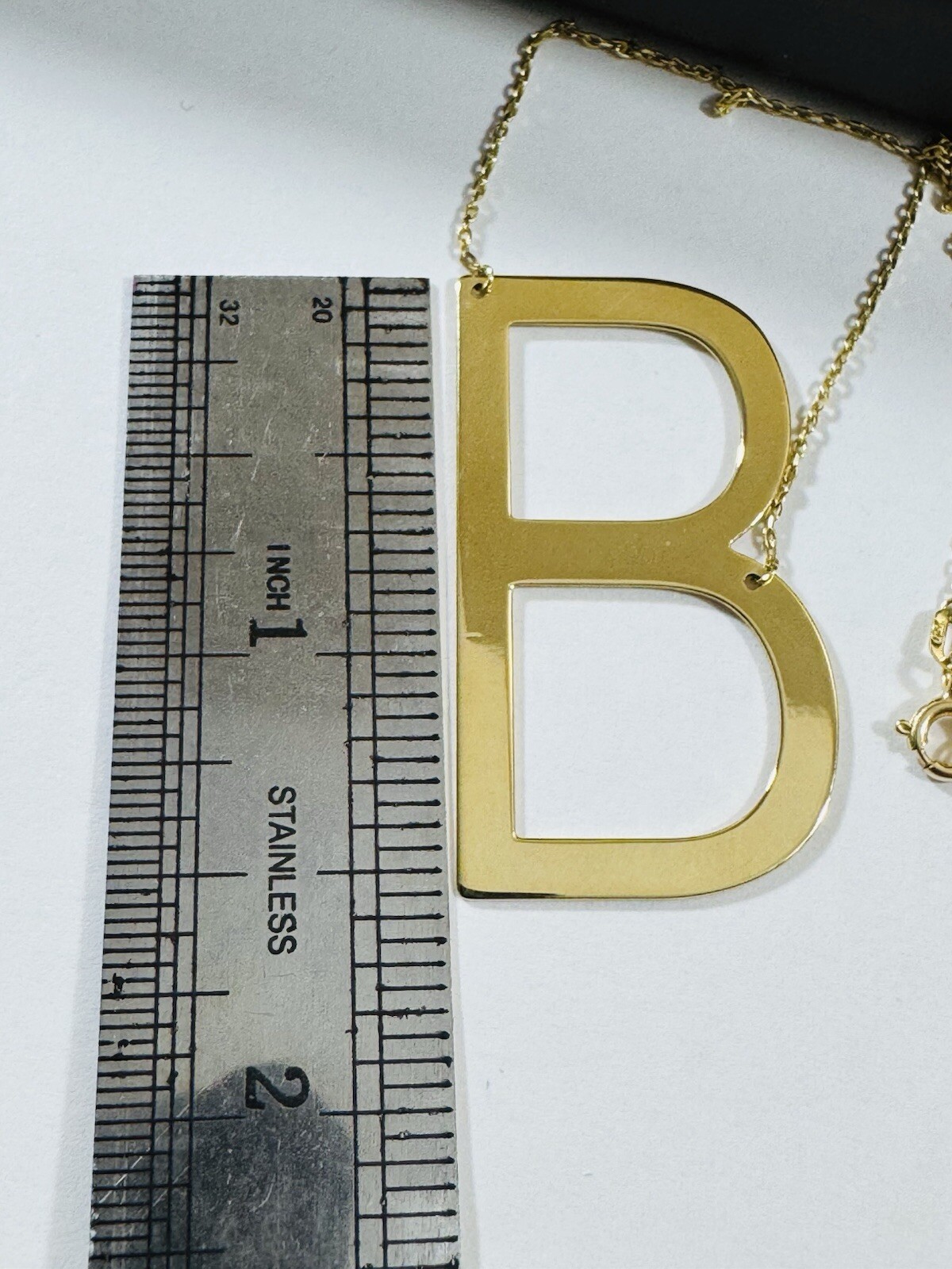 18K 750 Fine Gold Letter B initial Necklace 16.5/17.5” Long 1mm 4.8g WOMENS