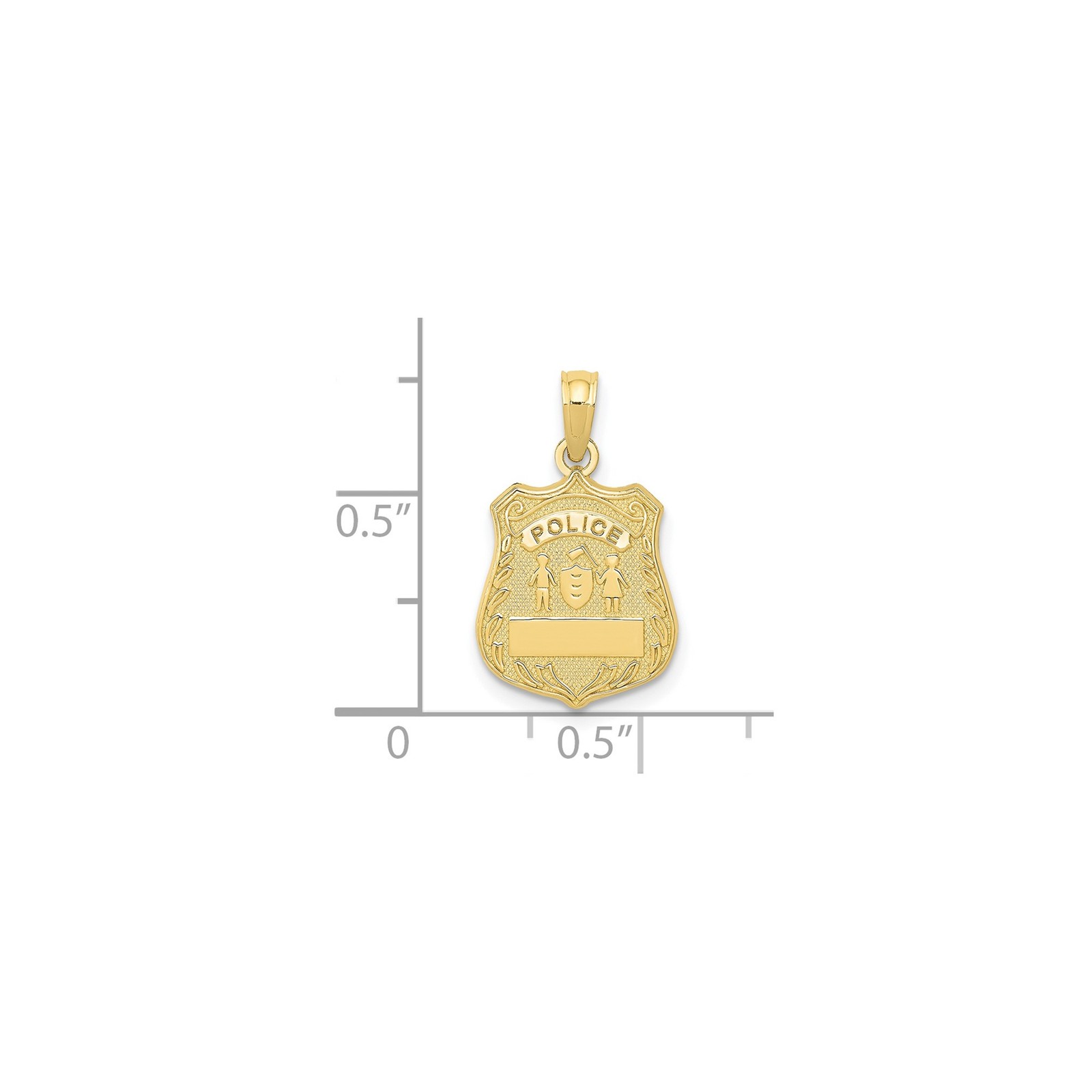 10k Yellow Gold Police Badge Pendant Shield Charm with Boy Girl Crest Symbol