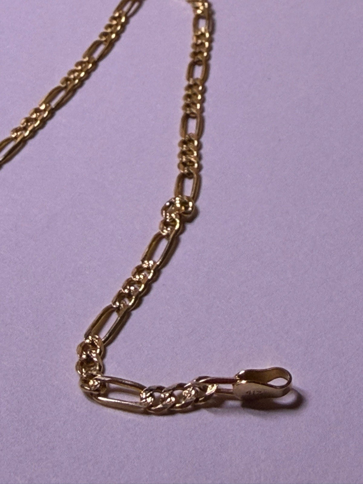 10k Yellow Gold 417 Figaro Chain Necklace with Lobster Clasp- 20 inches, 7.5 g