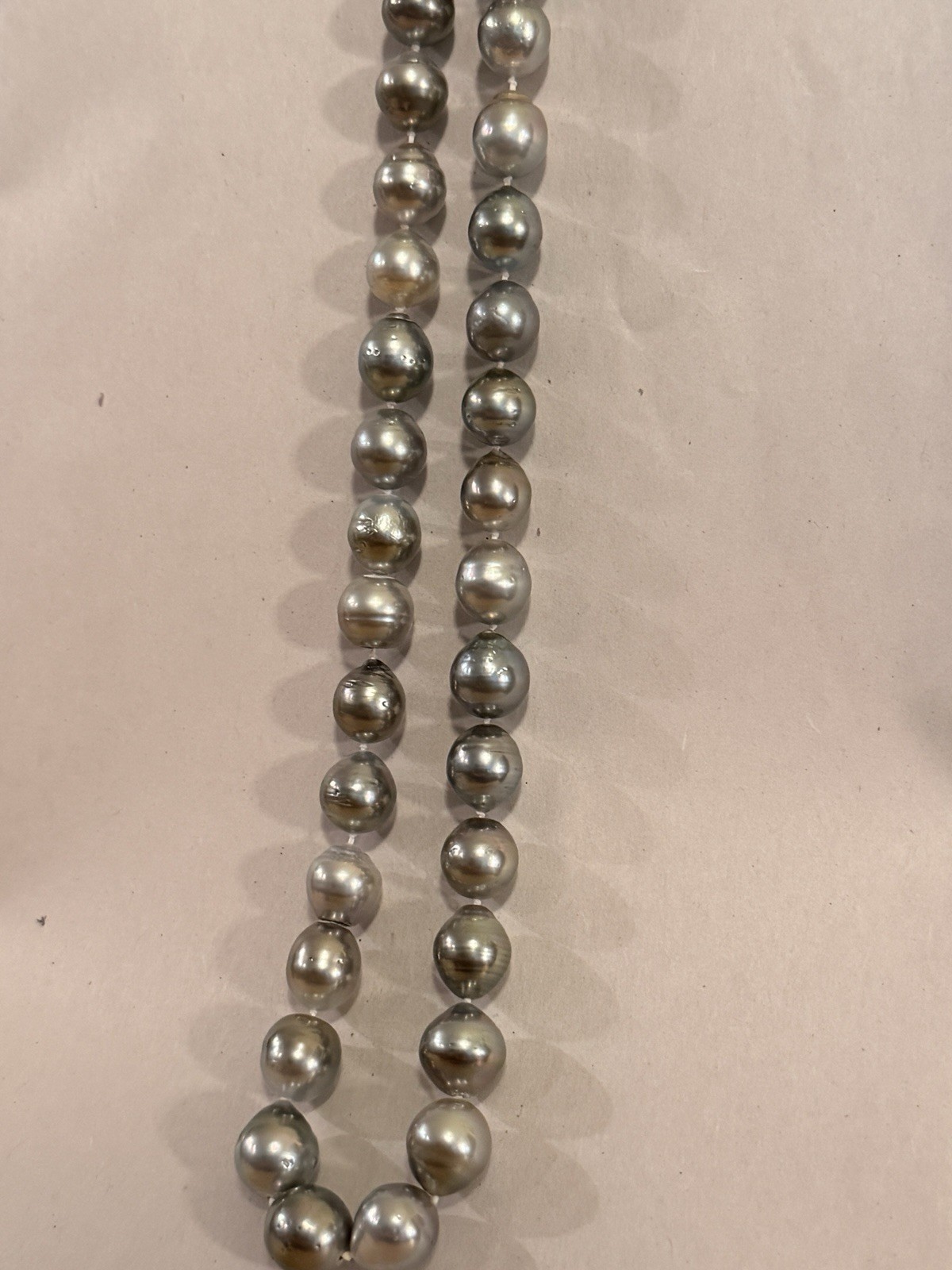 Large Tahitian Pearl Necklace 10.6-11.2mm 18″ Silver Seawater Pearls NEW