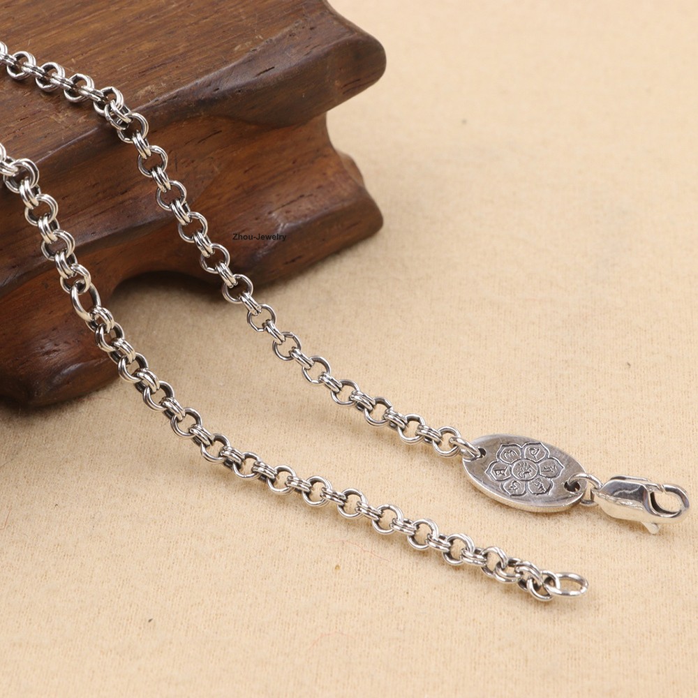 Real 925 Sterling Silver Double Hoop Chain Necklace Ideal for All Occasions