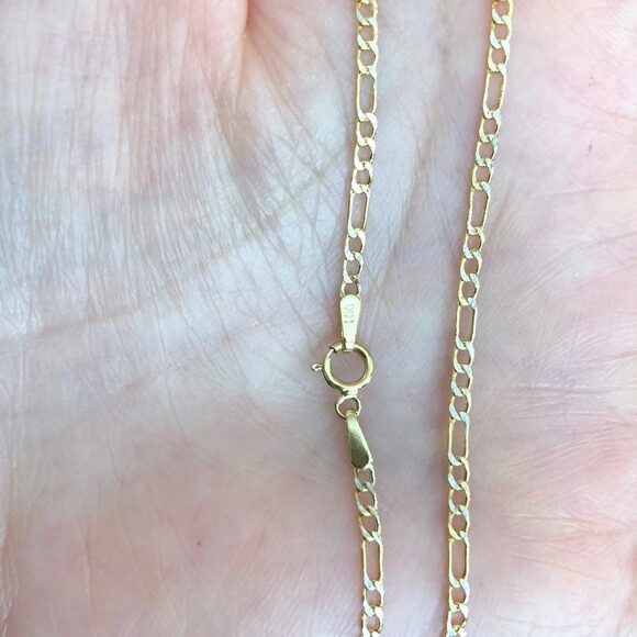 14K Solid Gold Figaro Diamond Cut 2 Tone Chain 18 inches – Width 2 MM – C22