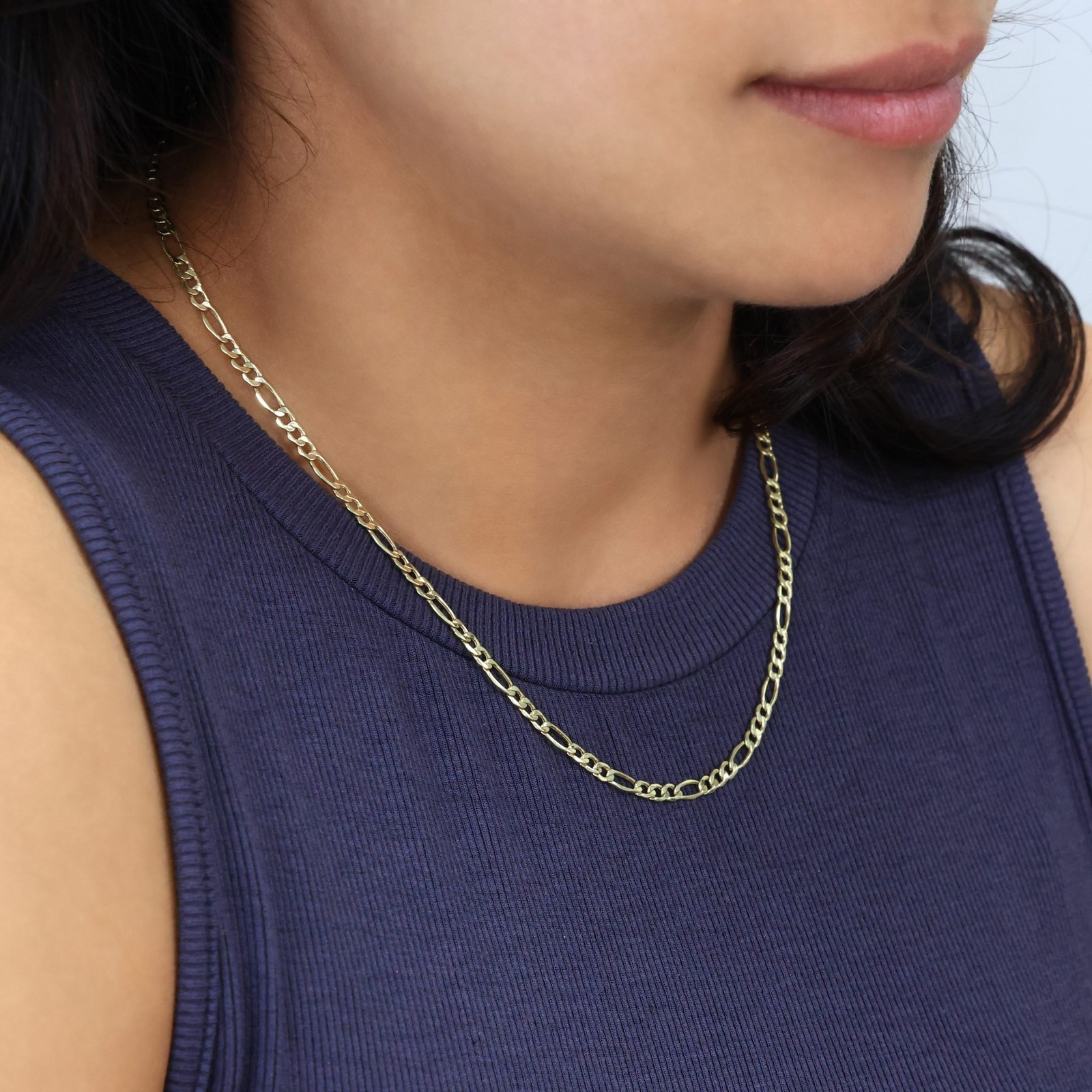 10K Yellow Gold 3.5mm Figaro Italian Chain Link Necklace Mens Women 16″-30″