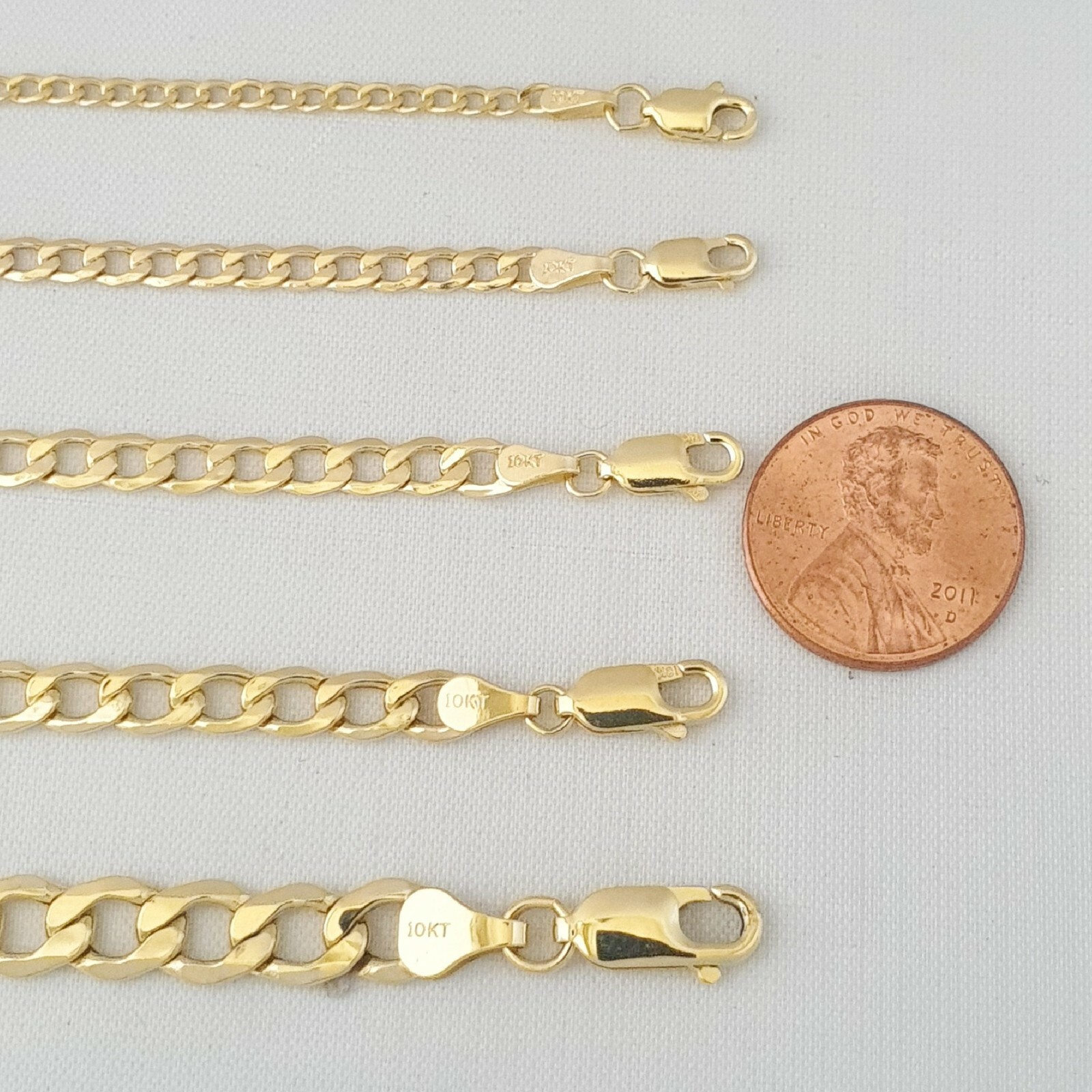 HOLLOW 10K Yellow Gold Men’s Women 2.5mm-7.0mm Cuban Curb Link Chain Necklaces