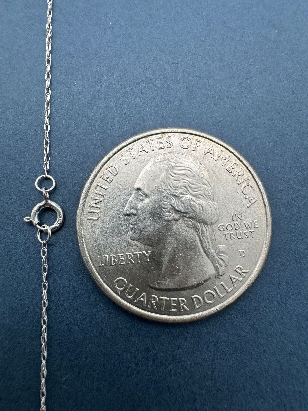 14K Solid White Gold Pendant Rope Chain Unisex 0.7mm-1.0mm Link Chain 16″-24″