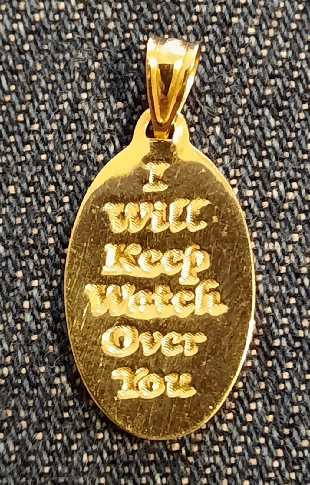 10K Yellow Gold Guardian Angel Pendant W/Diamond Accent I Will Keep Watch Over