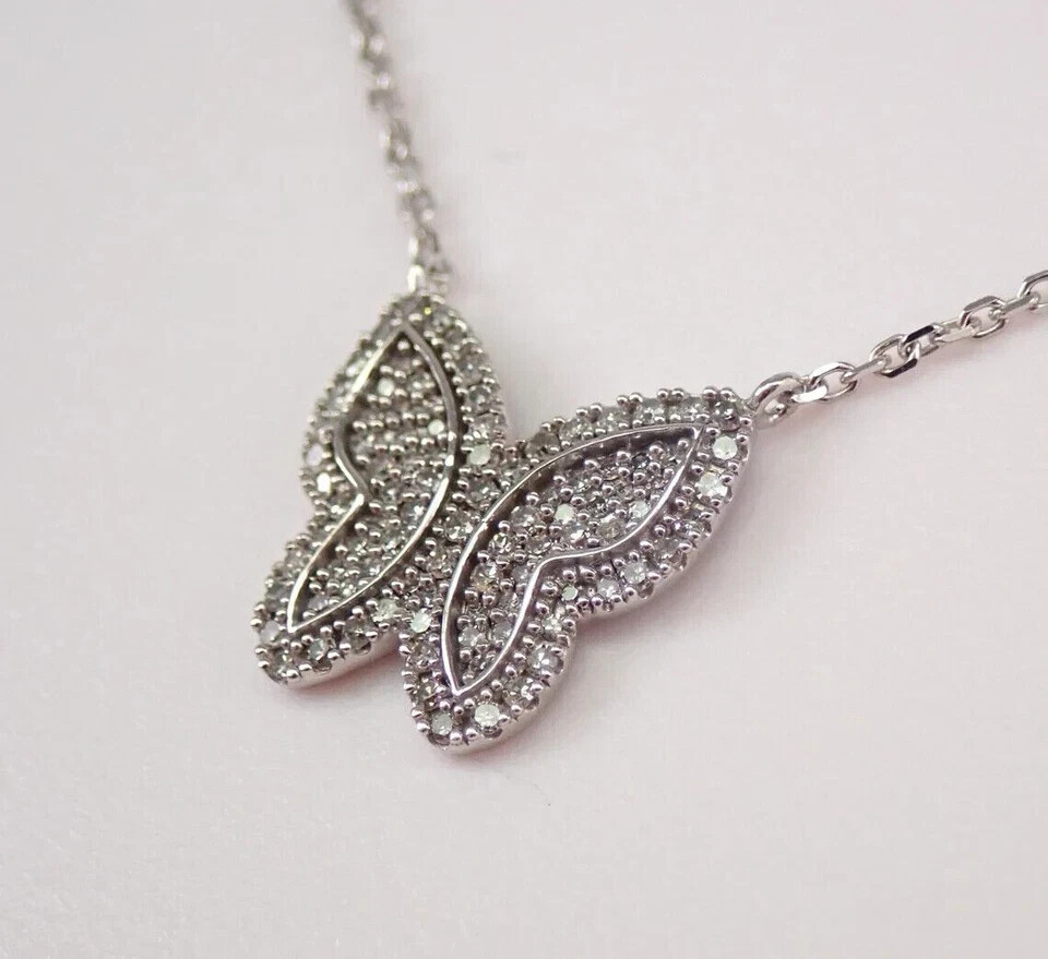 2.00Ct Lab Created Diamond Round Butterfly Cluster Pendant 14K White Gold Plated