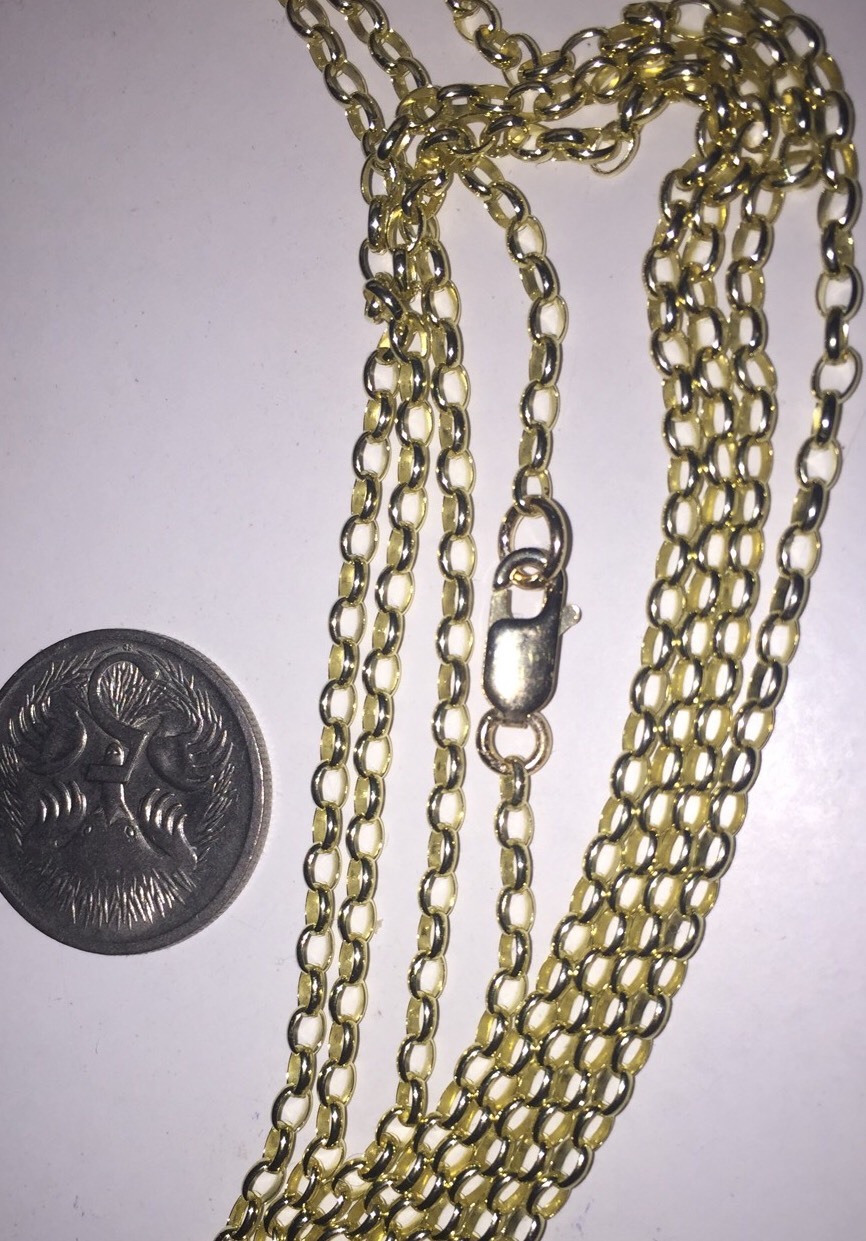 100% Genuine 9k Solid Yellow Gold Belcher Chain Parrot Clasp 70cm. Brand New
