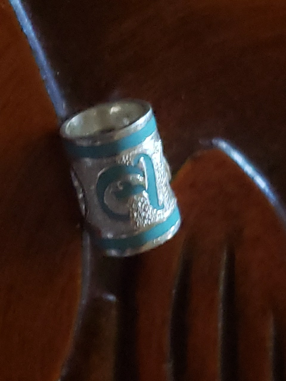 Hawaiian Baby Silver Initial Pendant Enamel 8mm X 6mm Slide Blue Letter