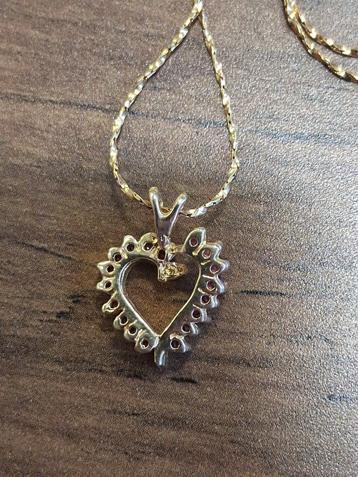 Vintage Italy 14k Yellow Gold & Ruby Heart Pendant 16″ Necklace – 2 Grams