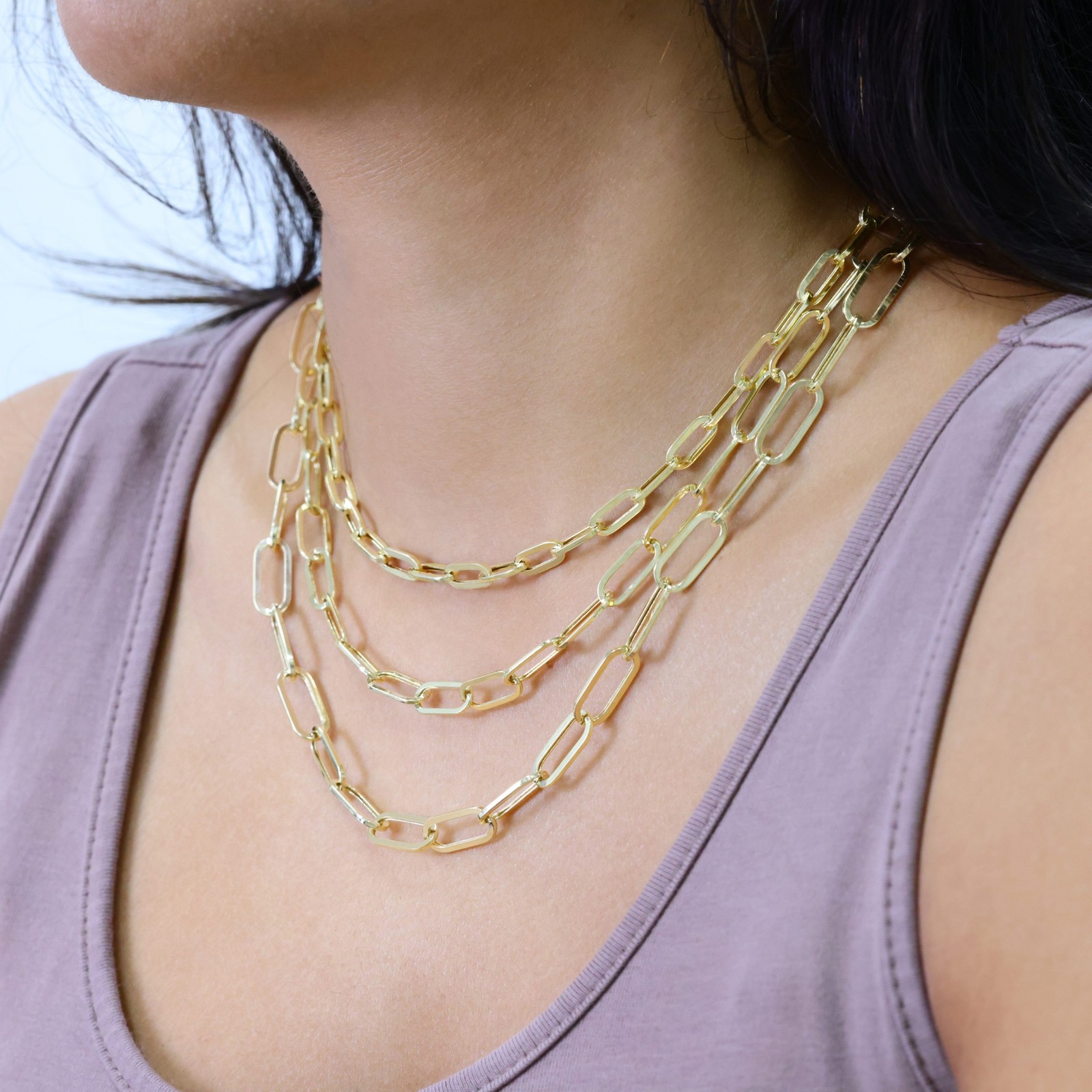 14k Yellow Gold Paperclip 2mm-7mm Chain Bracelet Necklace Mens Womens 7″-24″