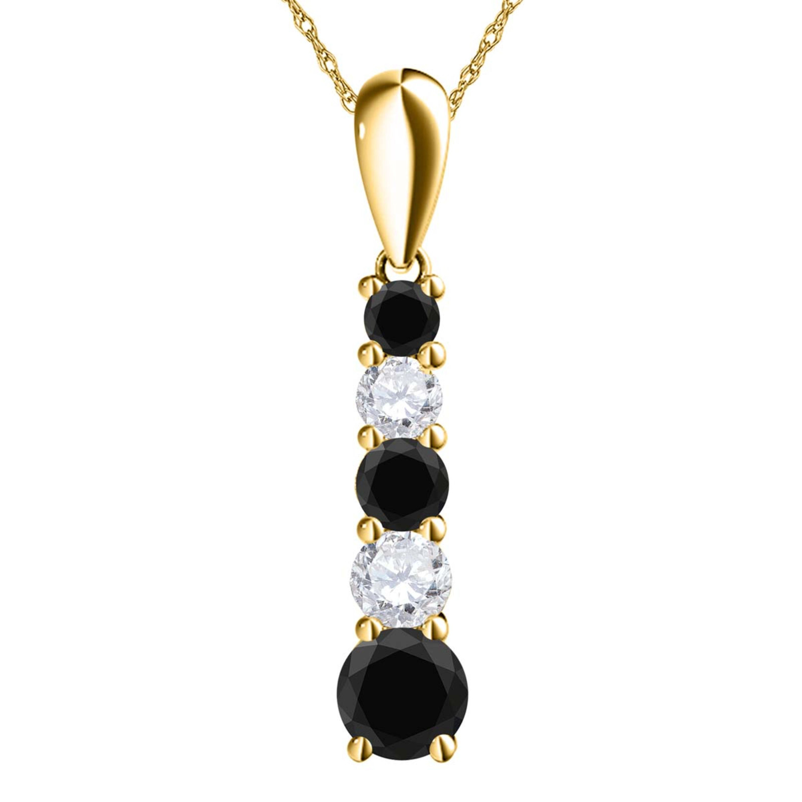 0.75 Carat Natural Black & White Diamond Pendant Necklace for Women in 10K Gold