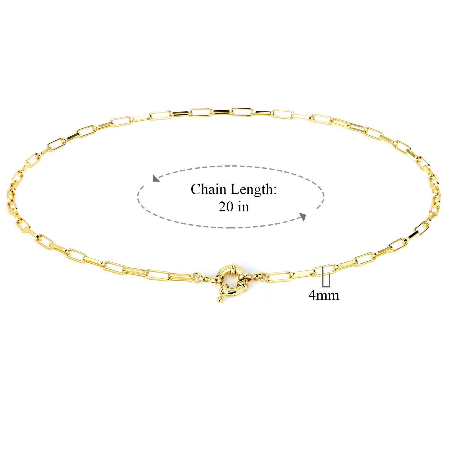 Oval Link Chain Gold Plated Necklace 20 Inches Women’s Layered Paperclip Design