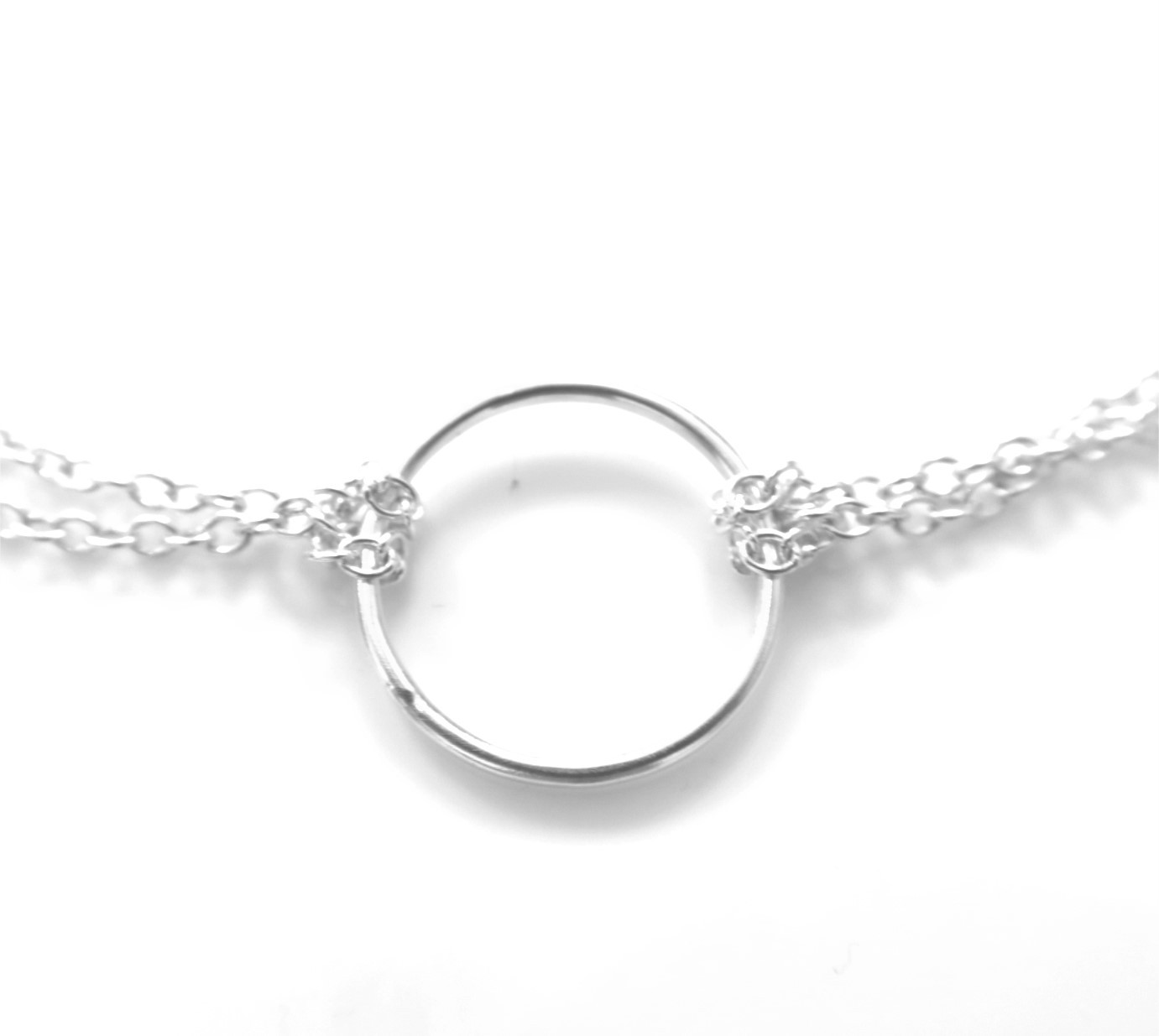 20mm Sterling Silver Karma Necklace Eternity Infinity Circle Ring Double Chain