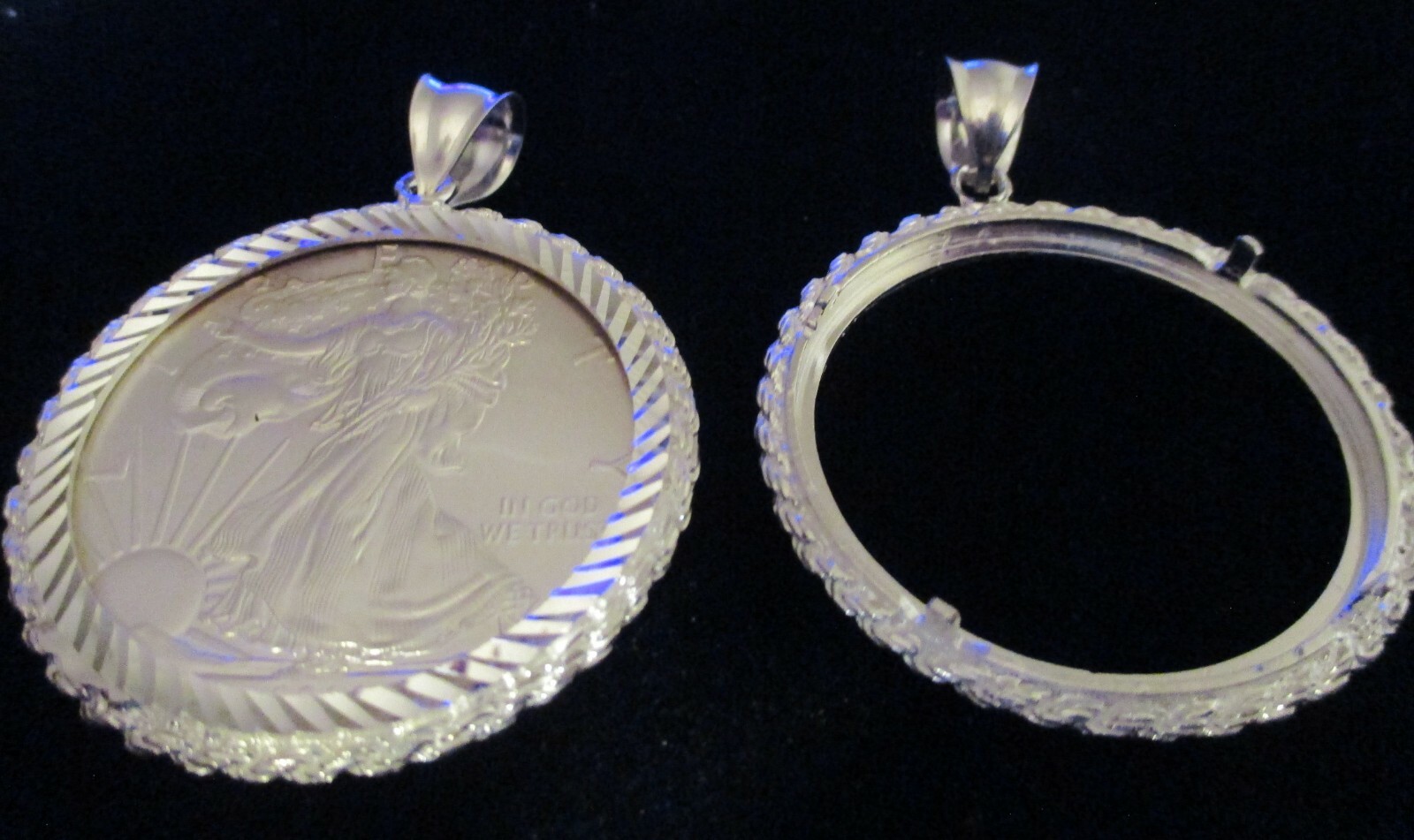 WALKING LIBERTY Dollar Holder & Pendant Sterling Silver fit coins size 39 mm