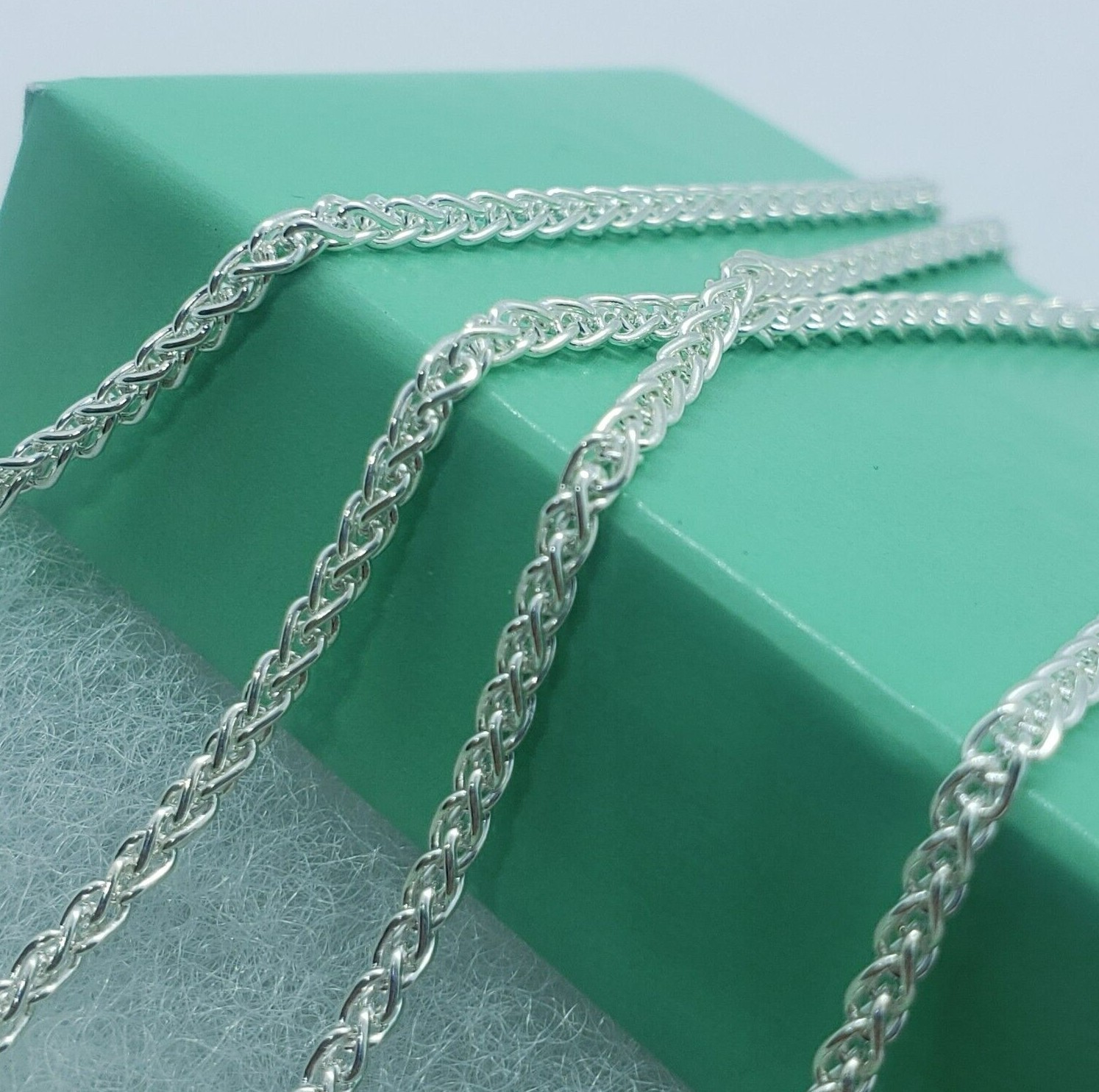 925 Sterling Silver Spiga Wheat Chain Necklace Bracelet 2.5mm Length 7″ to 30″