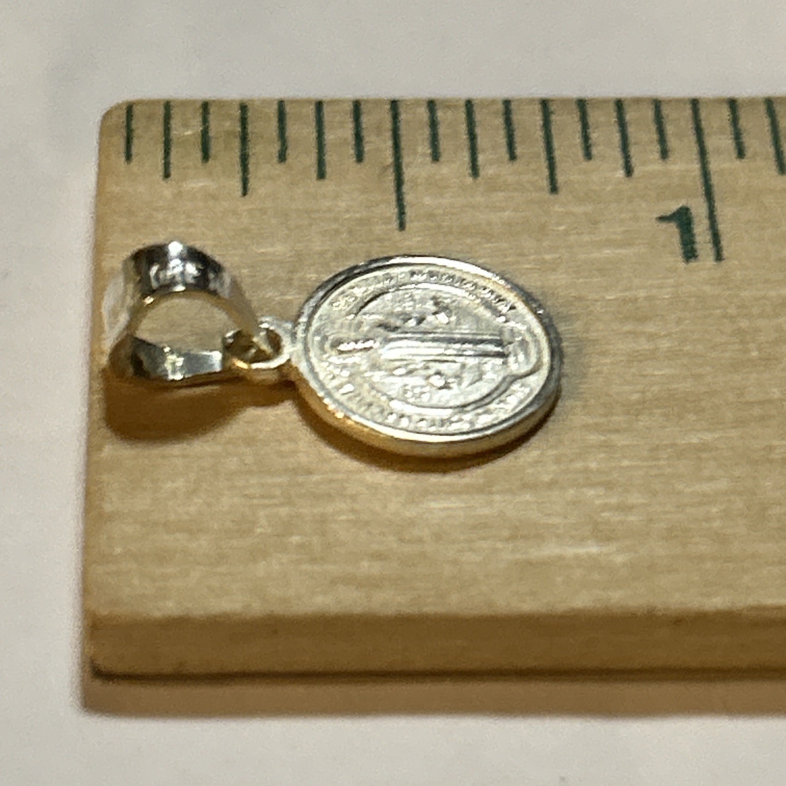 925 Sterling Silver Saint Benedict Medal Round Small 2 Sided Prayer NEW 1g Solid