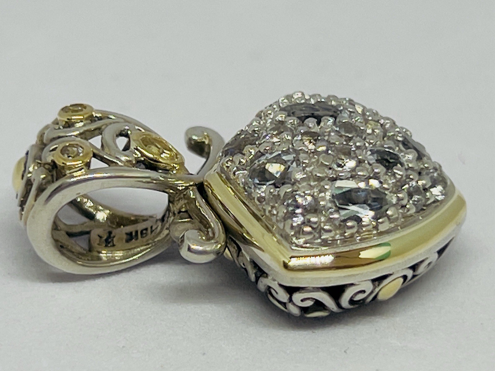 John Hardy Batu 18k Gold 925 Sterling Silver White Topaz Pendant Enhancer