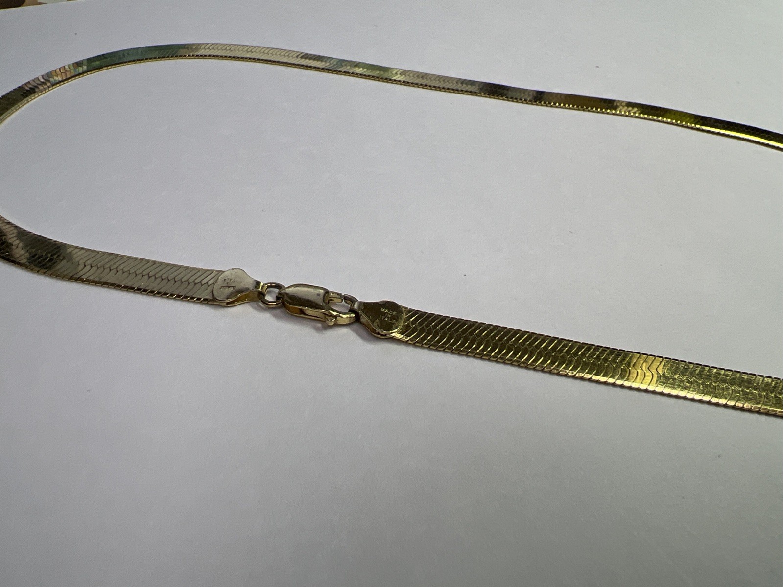MILOR ITALY 7MM WIDE VTG HERRINGBONE 18″ 23.5GRAM CHAIN NECKLACE GOLD TONE
