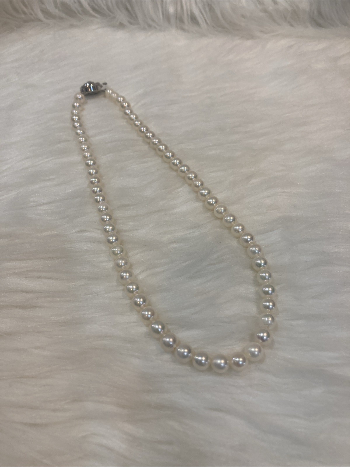 A02 Japanese Akoya Pearl Necklace 6.7-7mm 43cm Silver Clasp White Pearl