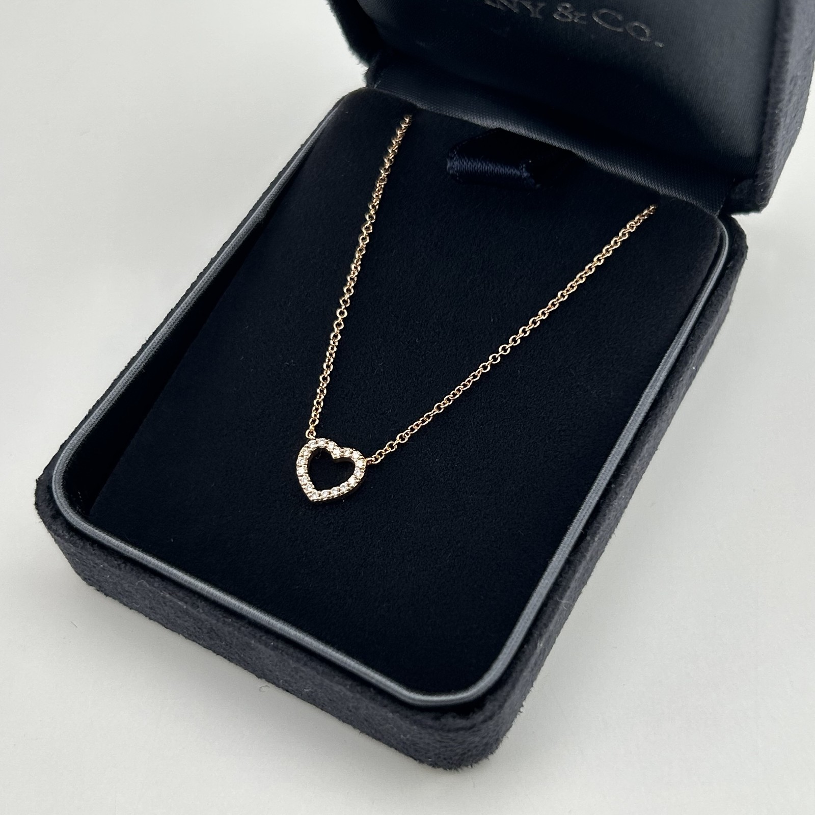 Tiffany Metro Heart Diamond Necklace 750 Rose Gold