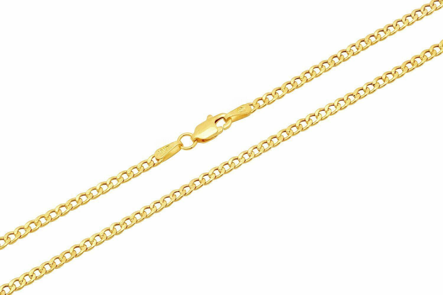 10k Yellow Gold Cuban Curb Link Chain Necklace 2mm-3.5mm Size 16″-30″ Hollow