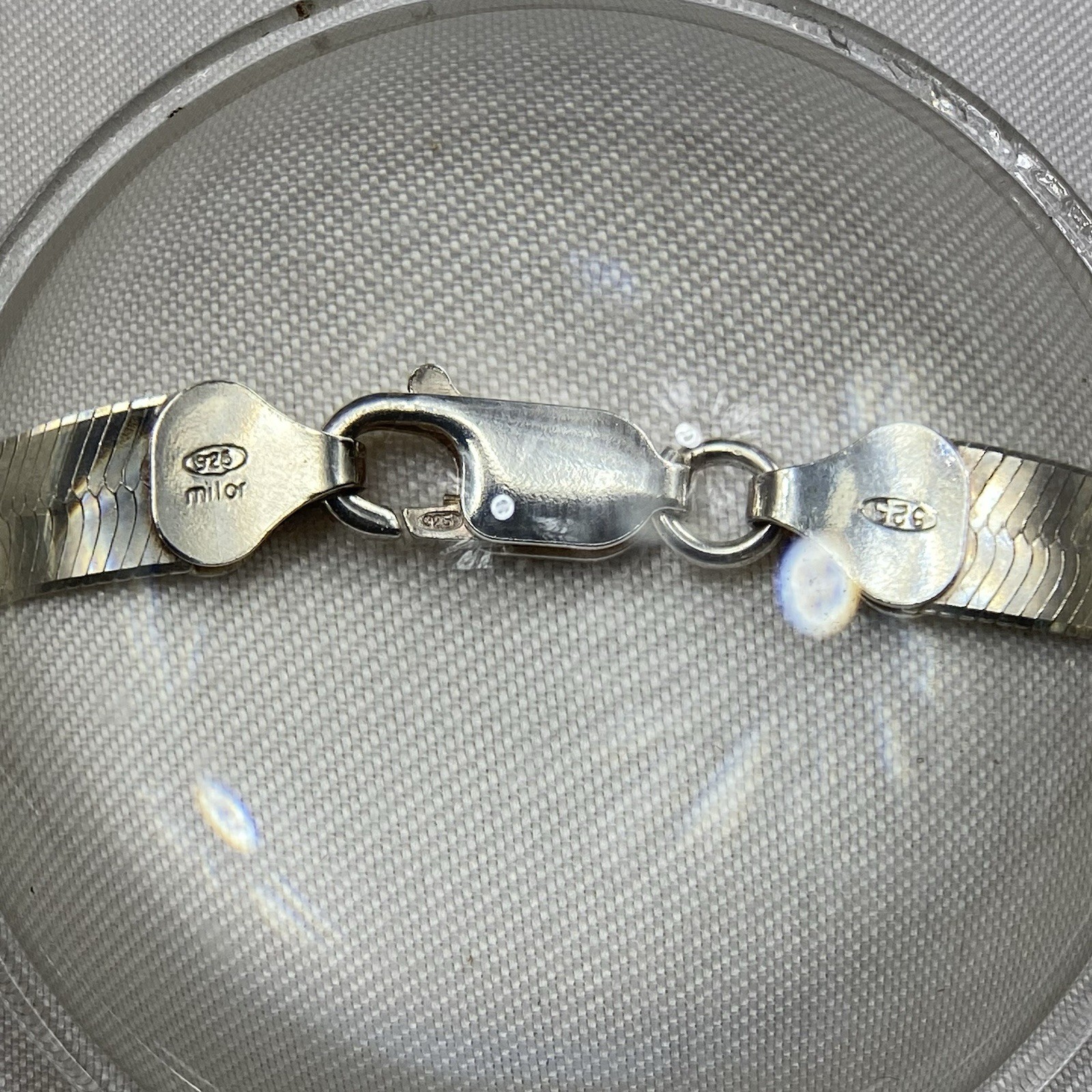 Vintage 925 Silver Italy Milor Chain Necklace Fine Herringbone 7MM Wide 30 Inch