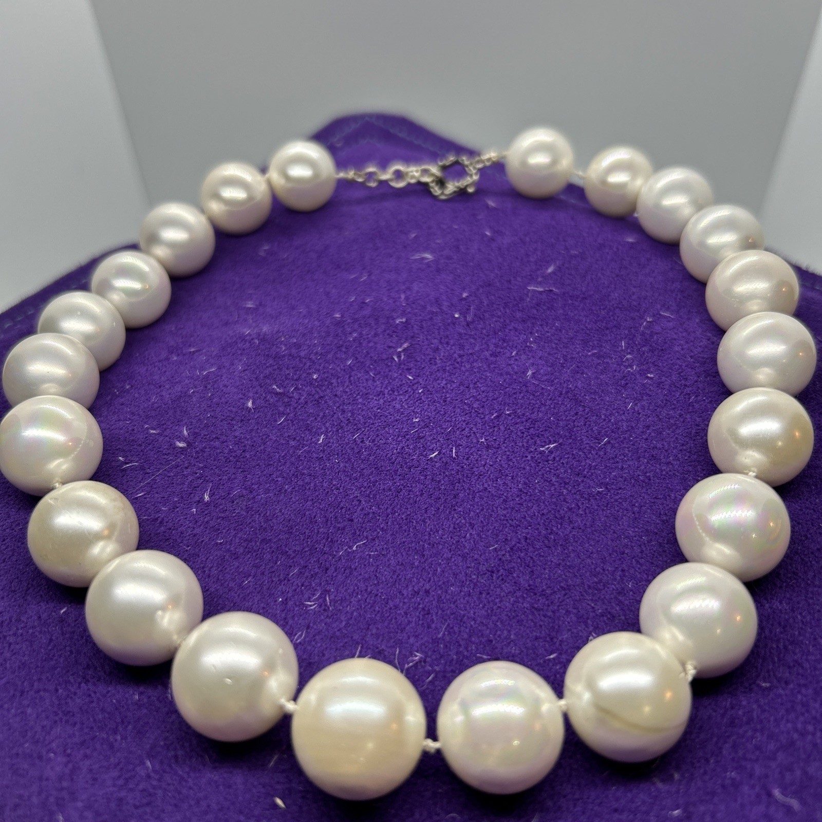 Genuine South Sea 17mm Pearls Strung/Necklace 17” Long AAA Quality Estate Item