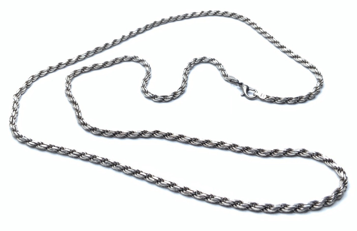 925 Sterling Silver SU Italy 3.2 mm Twist Rope Chain 30” Long Necklace ~ 26.8g