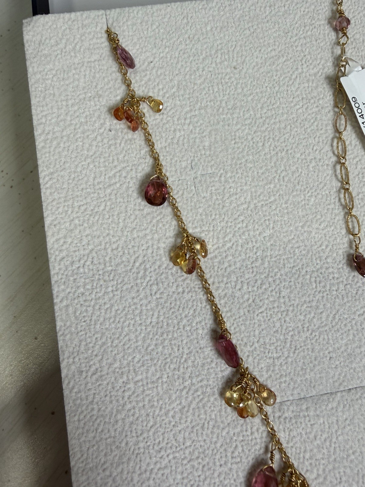 18kt Solid Yellow Gold Multi-Gemstone Fringe Briolette Tourmaline Necklace, 11 g