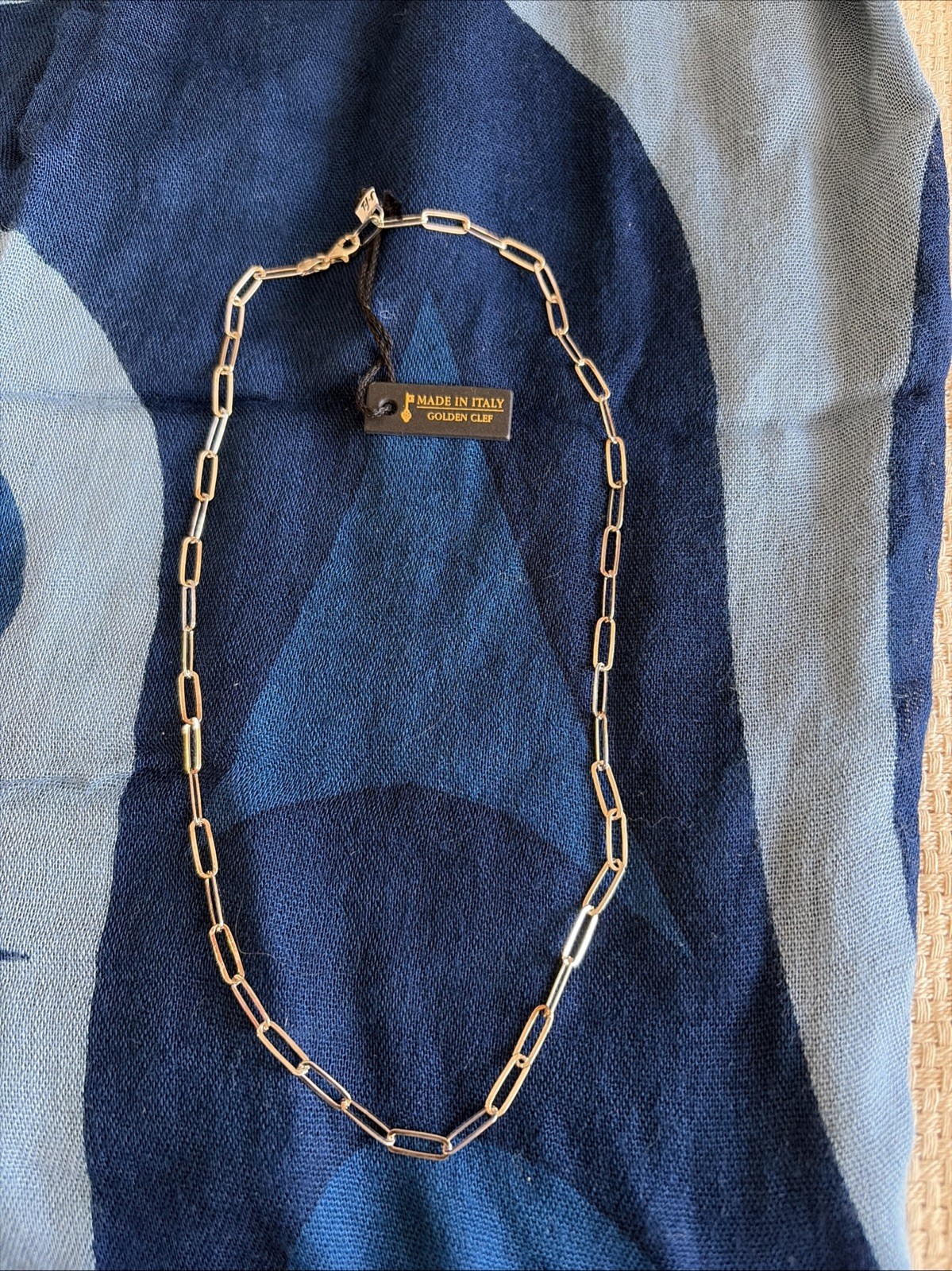 Woman’s Sterling Silver Paper Clip Necklace Measuring 18 Inch Italy