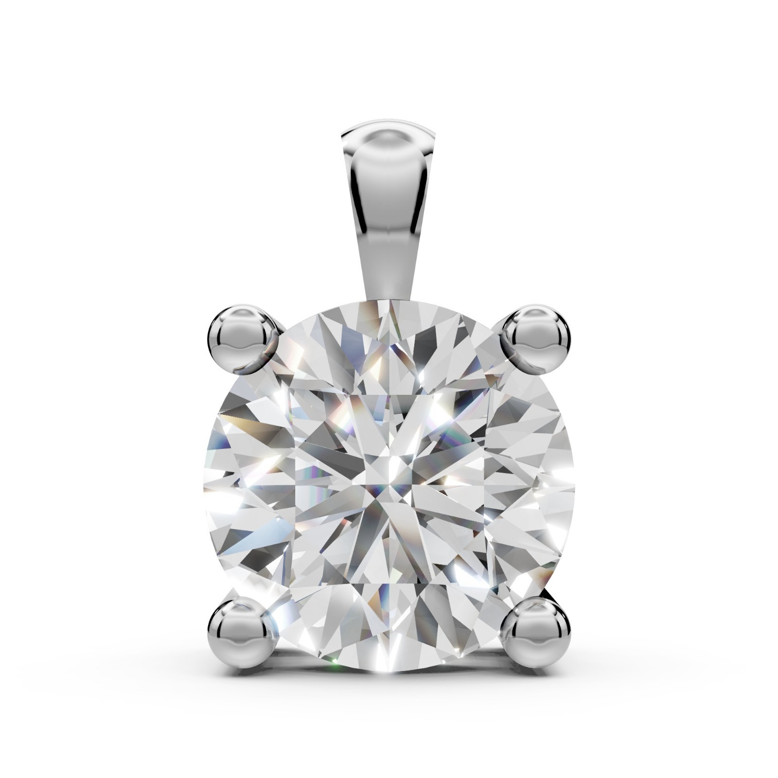 Lab Grown Diamond Solitaire Pendant Solid 14k Gold Round Diamond Necklace
