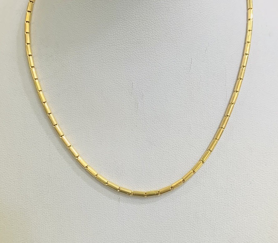 18K Solid Yellow Gold Oval Bar Link Chain Necklace 7.00Grams 17Inches(1.9mm)
