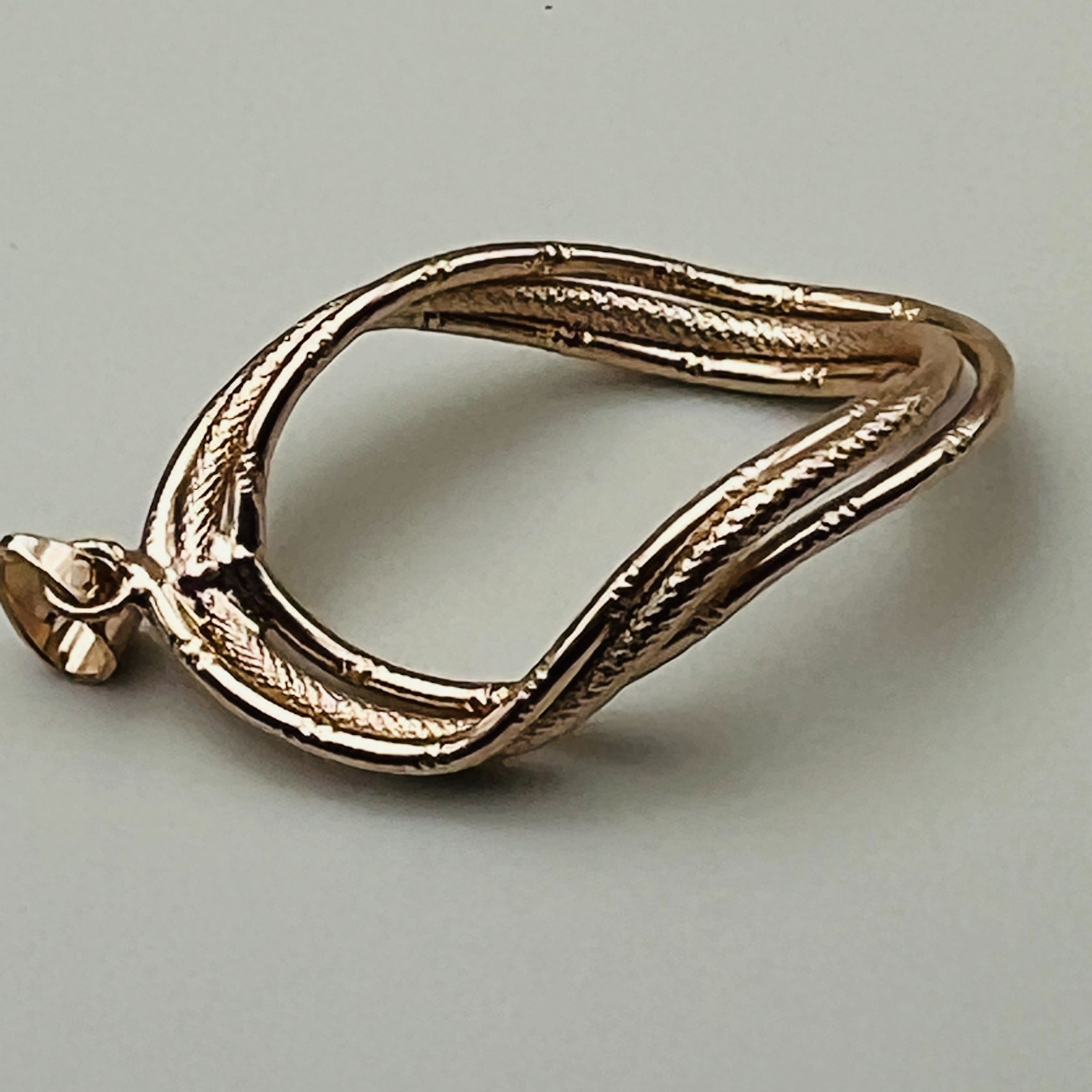 Rose Gold Tone Twisted Oval Pendant Textured Openwork Statement Fashion Jewelry