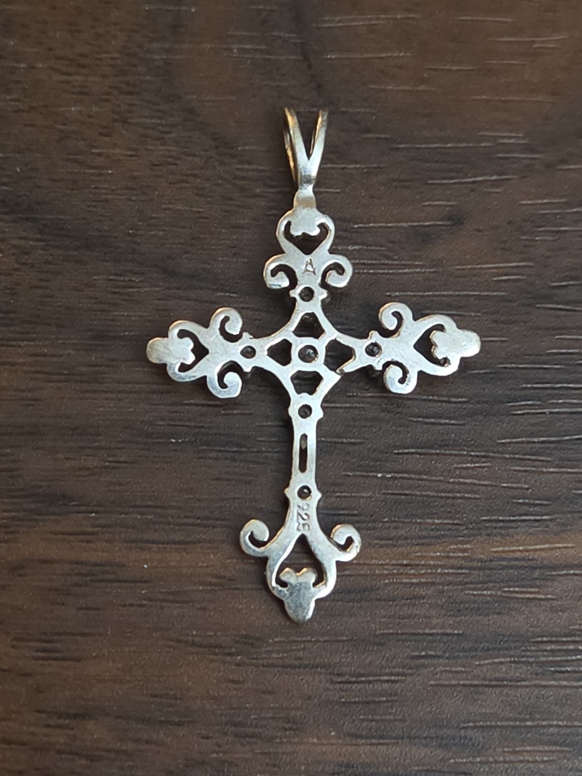 Sterling Silver Cross Pendant With Crystals 925
