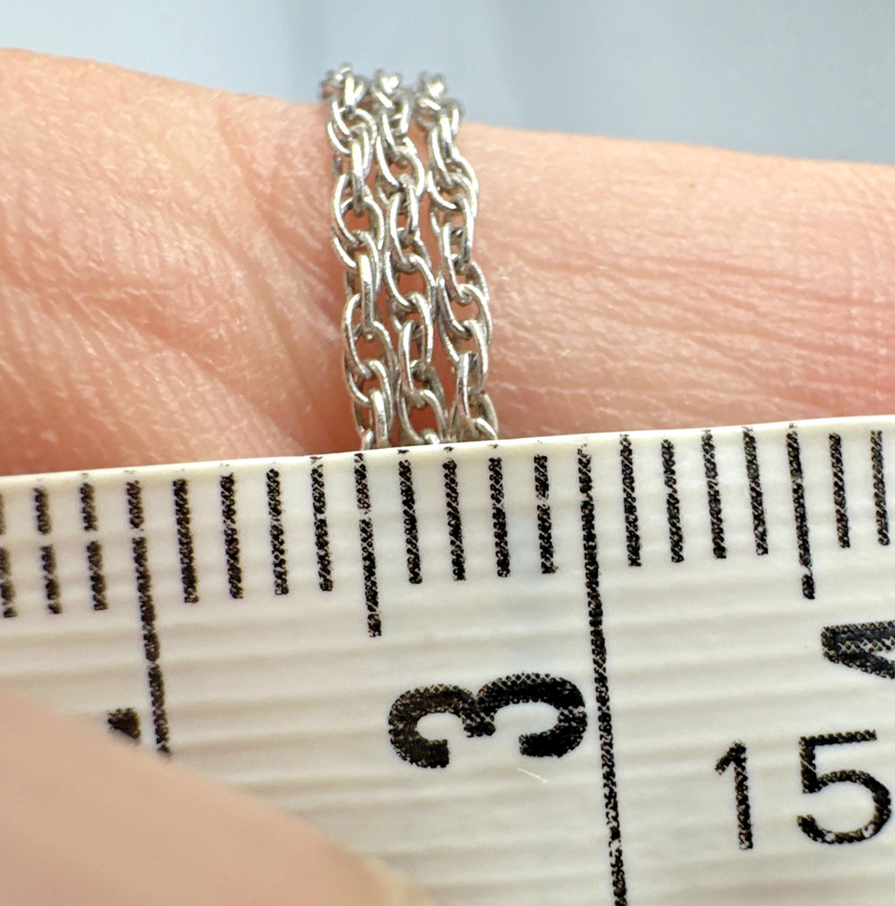 Vtg Sterling Silver 925 Three Strand Layered Cable Chain 16” 4.96g Lobster Clasp