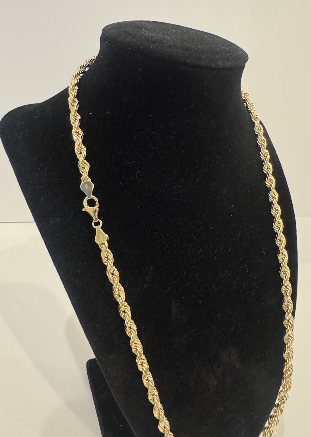 10k Yellow Gold 4 mm Rope Chain Necklace Size 24” 12.3g