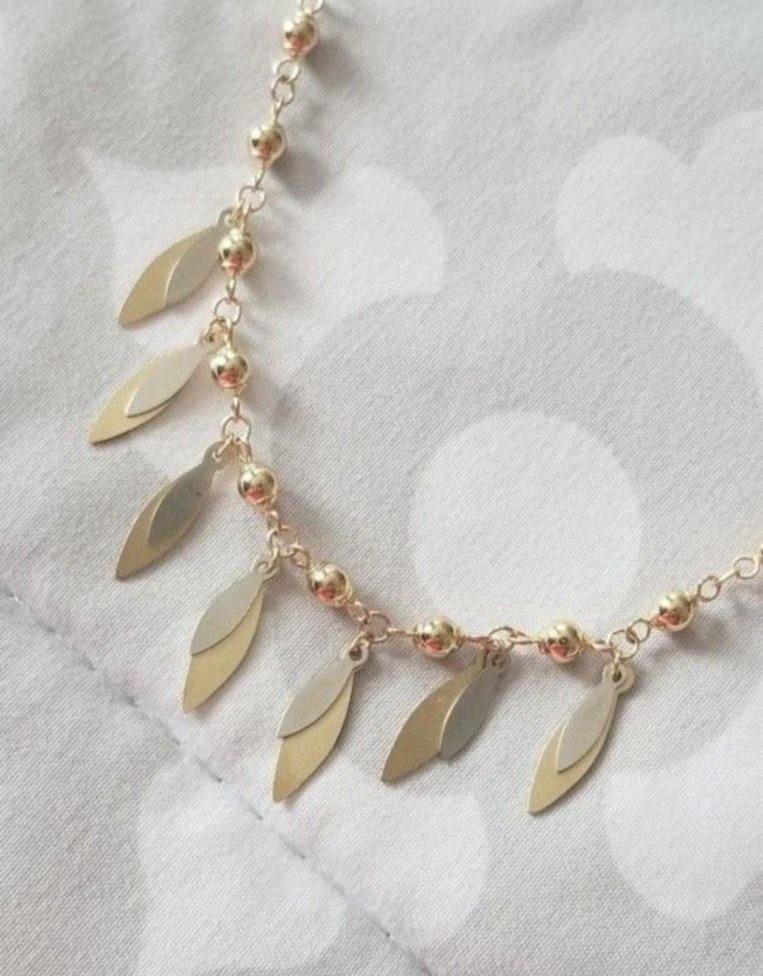 14k Multi Tone Yellow Gold and White Gold Fashion Necklace