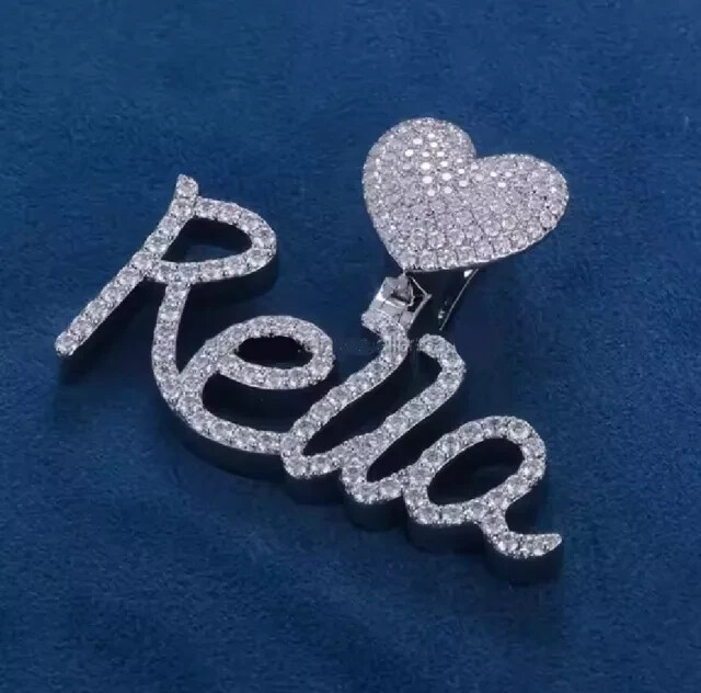 2Ct Real Moissanite Men’s Customize Letter Pendant 14K White Gold Plated Silver