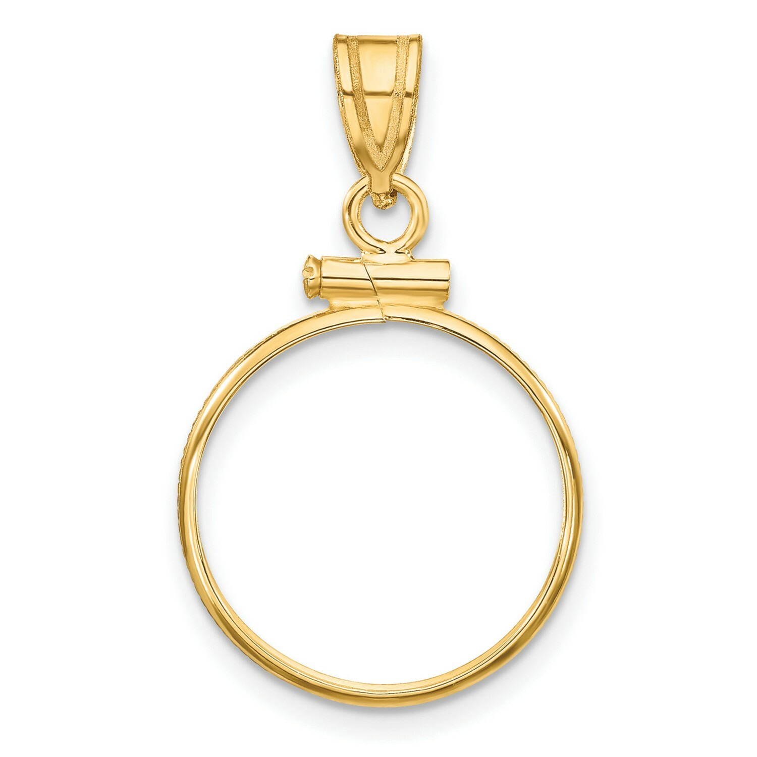 1854-1889 $1 Indian Princess Screw Top Reeded Border Coin Bezel in 14k Gold